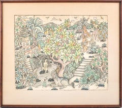 Una acuarela balinesa / de la escuela Batuan de principios del siglo XX, circa 1940