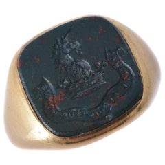 Antique Early 20th Century Bloodstone Signet Ring