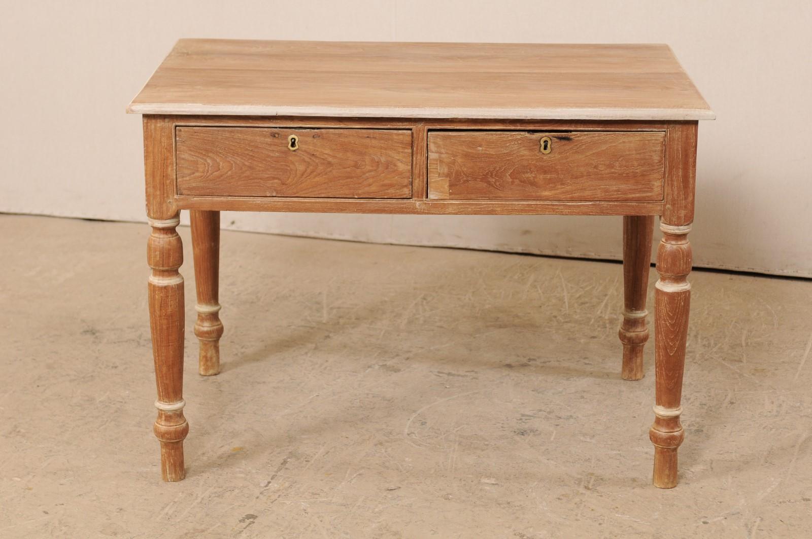Indian Early 20th Century British Colonial Occasional Table with Drawers