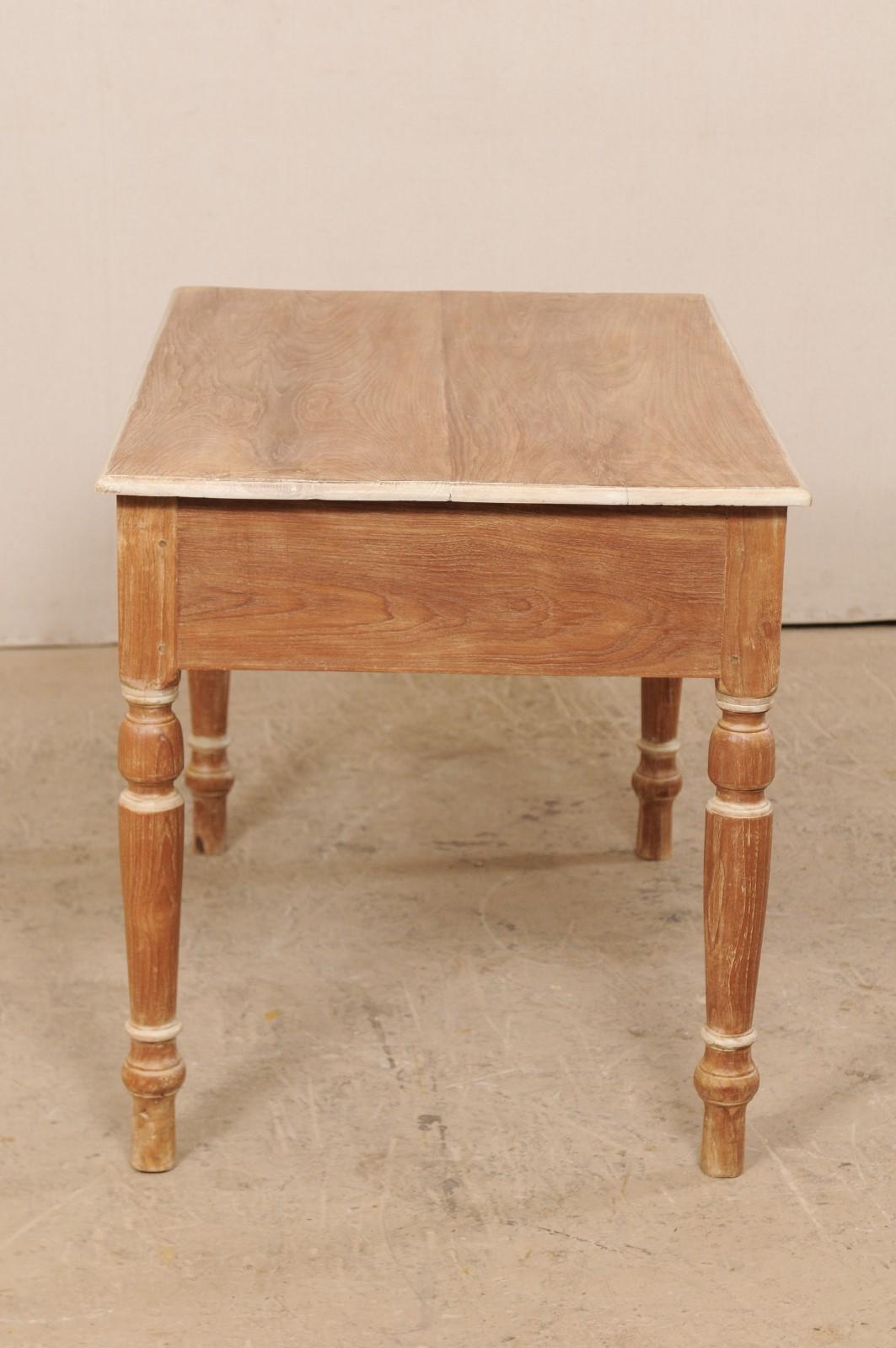 Bleached Early 20th Century British Colonial Occasional Table with Drawers