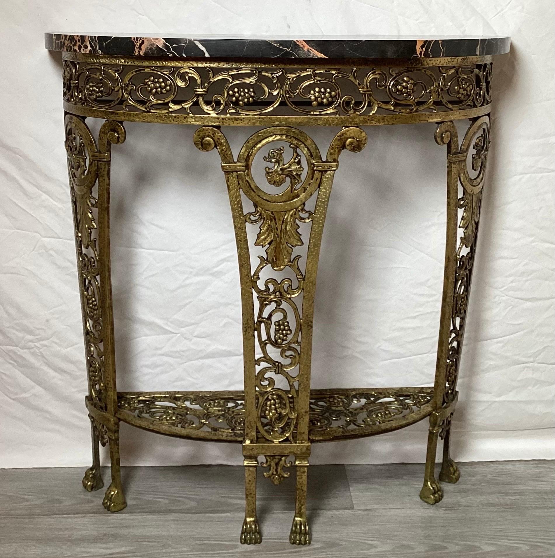 Early 20th Century Bronze Console and Mirror Attributed to Oscar Bach For Sale 1
