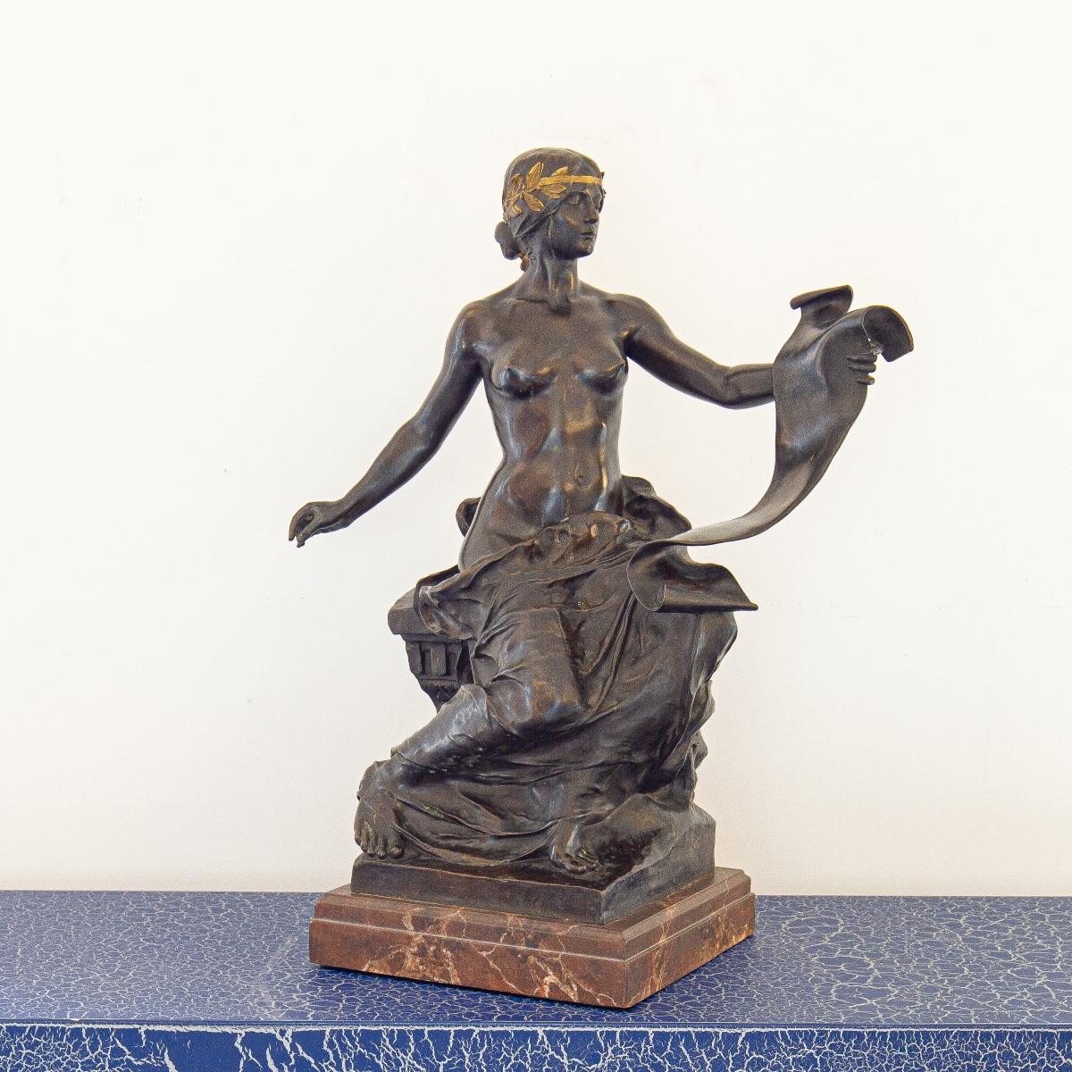 Early 20th Century Bronze of an Allegorical Figure by Georges Bareau 1