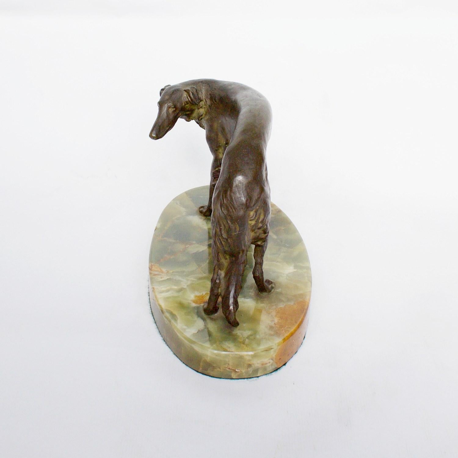 Art Deco Early 20th Century Bronze Sculpture of a Borzoi Dog by Wilhelm Bormann