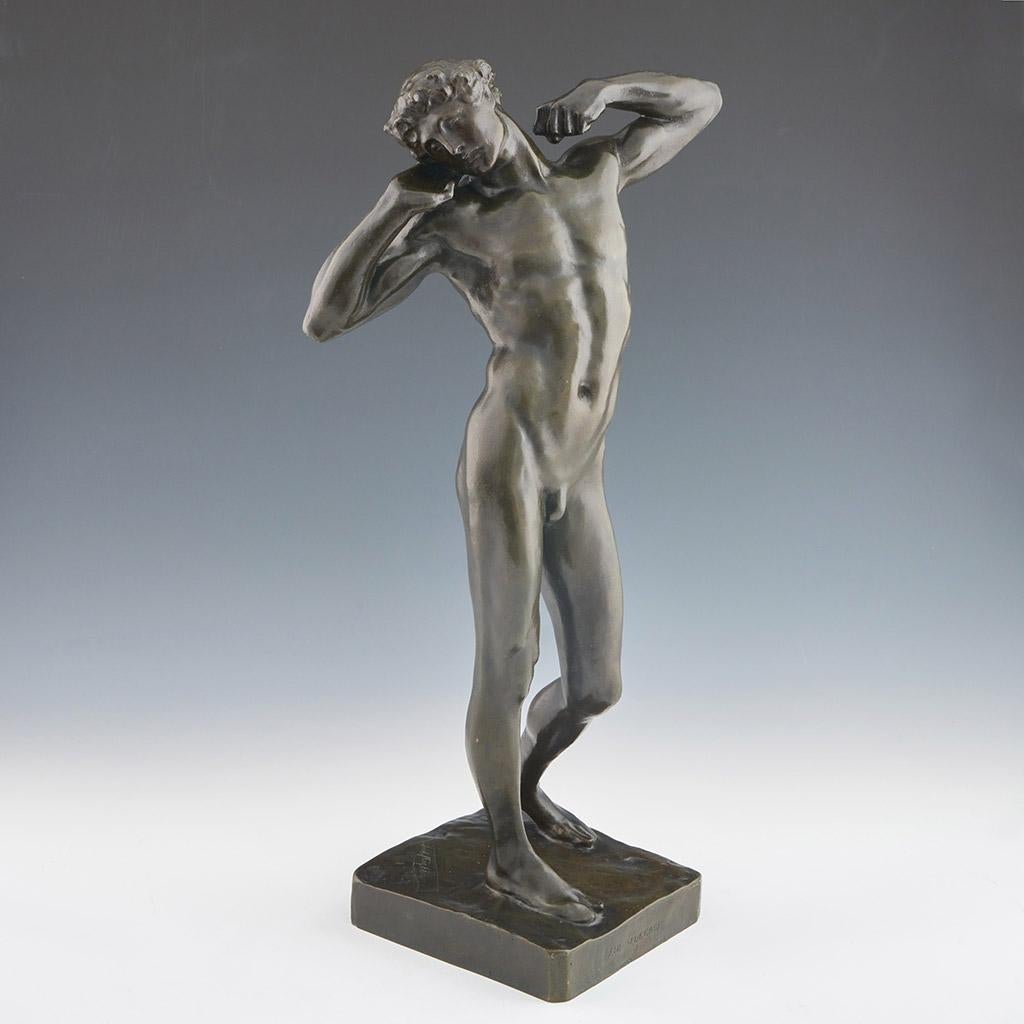 An early 20th century cast of 'The Sluggard' by Frederic Lord Leighton (1830-1896). Excellent rich green patination. Signed 'Fred Leighton' to base. 

Origin: English

Date: circa 1910

Lord Leighton was a wildly popular painter, draughtsman