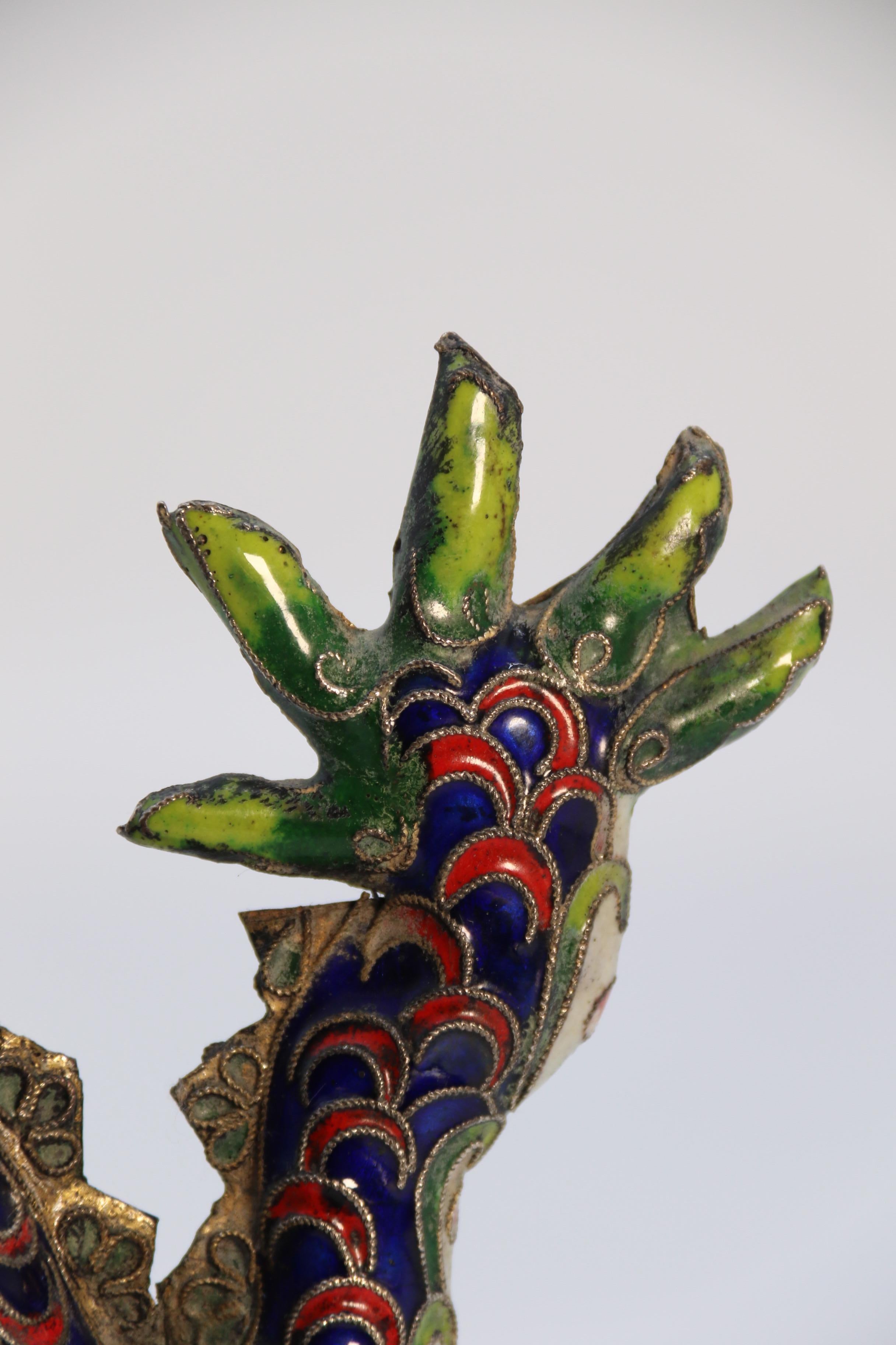 An early 20th century Chinese cloisonne sculpture of a five clawed dragon c 1930 For Sale 6