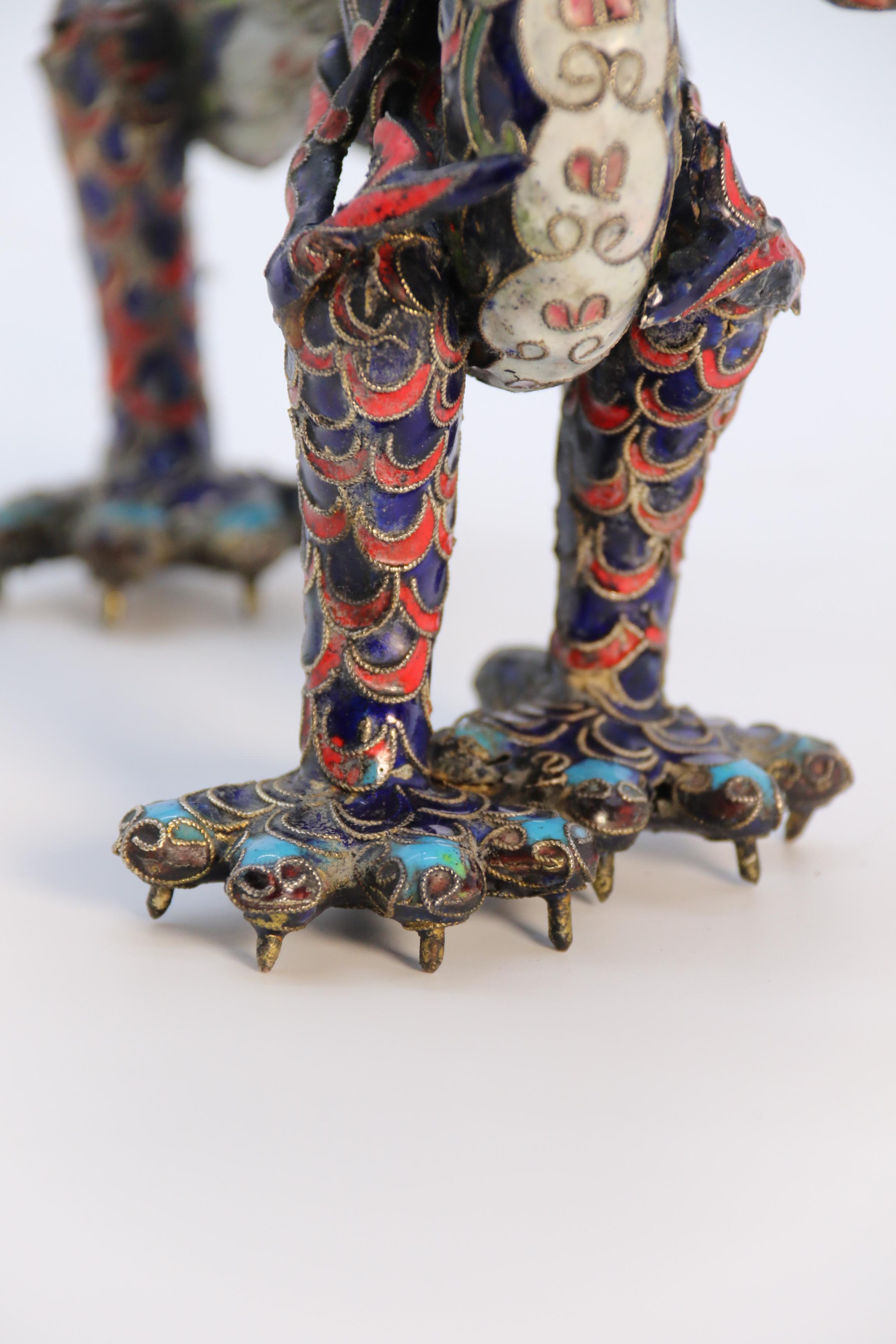 An early 20th century Chinese cloisonne sculpture of a five clawed dragon c 1930 For Sale 8