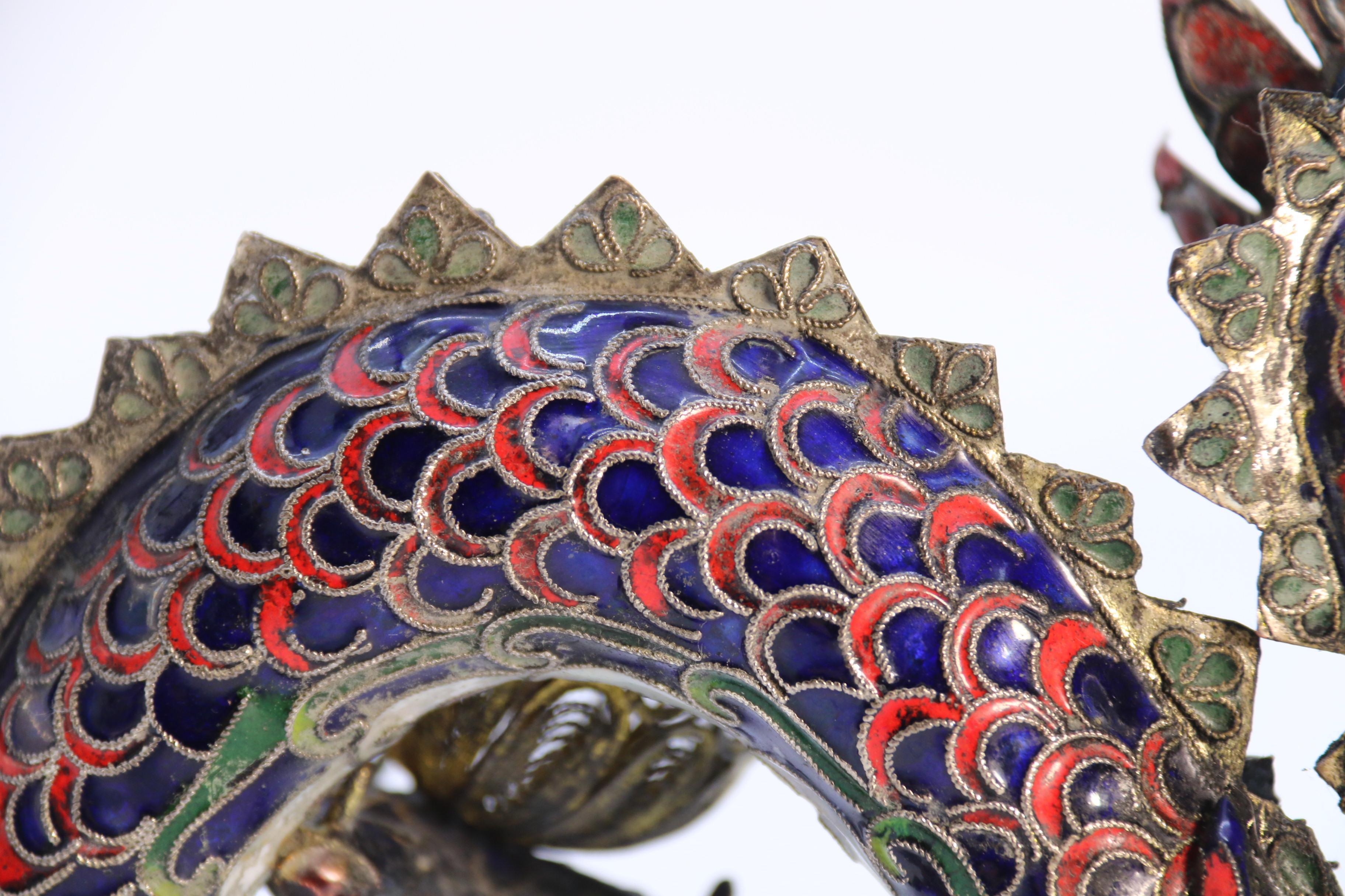 An early 20th century Chinese cloisonne sculpture of a five clawed dragon c 1930 For Sale 9