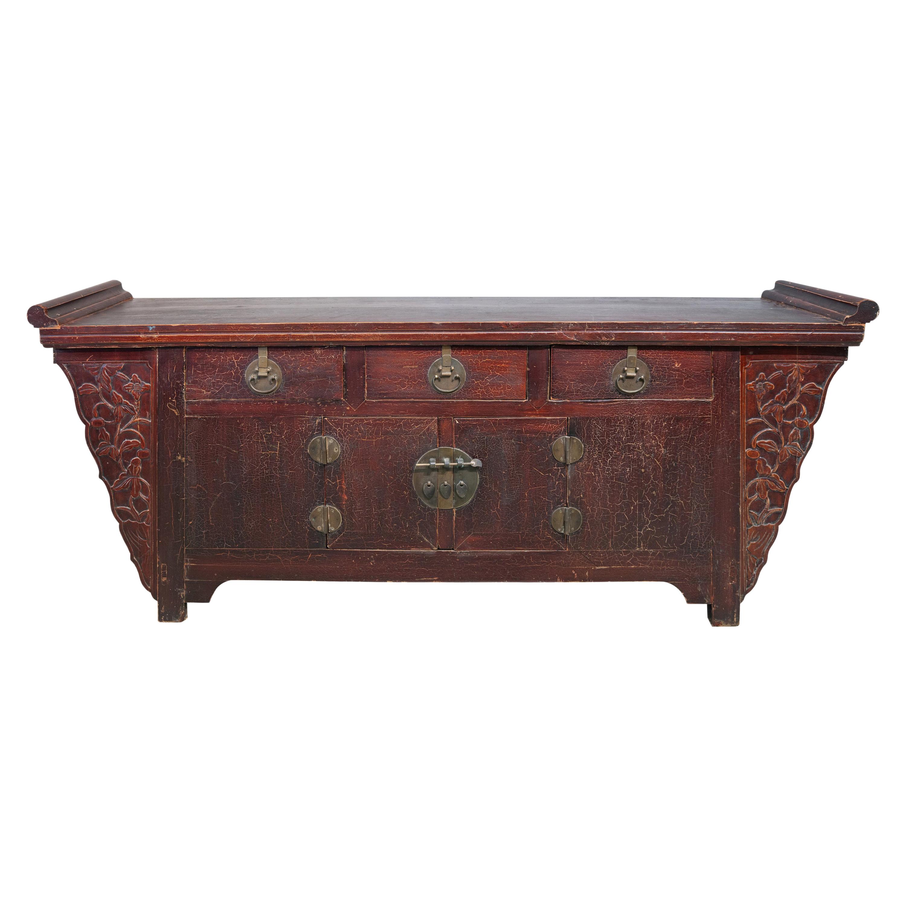 Early 20th Century Chinese Coffer Sideboard with Everted Ends For Sale