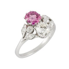 Early 20th Century Diamond and Pink Sapphire Ring