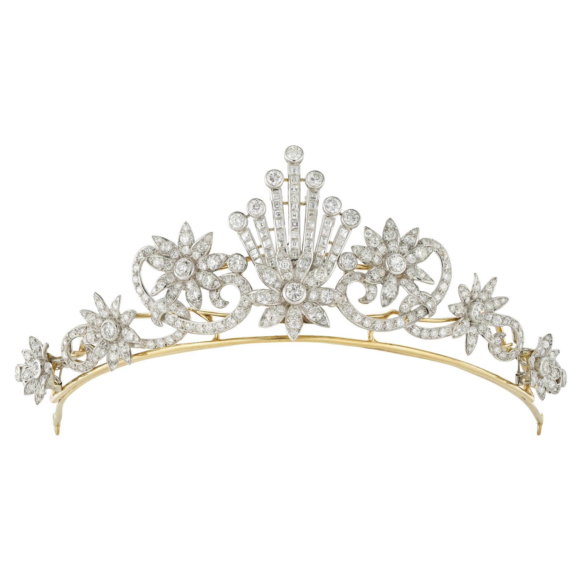 Una tiara engastada con diamantes de principios del siglo XX