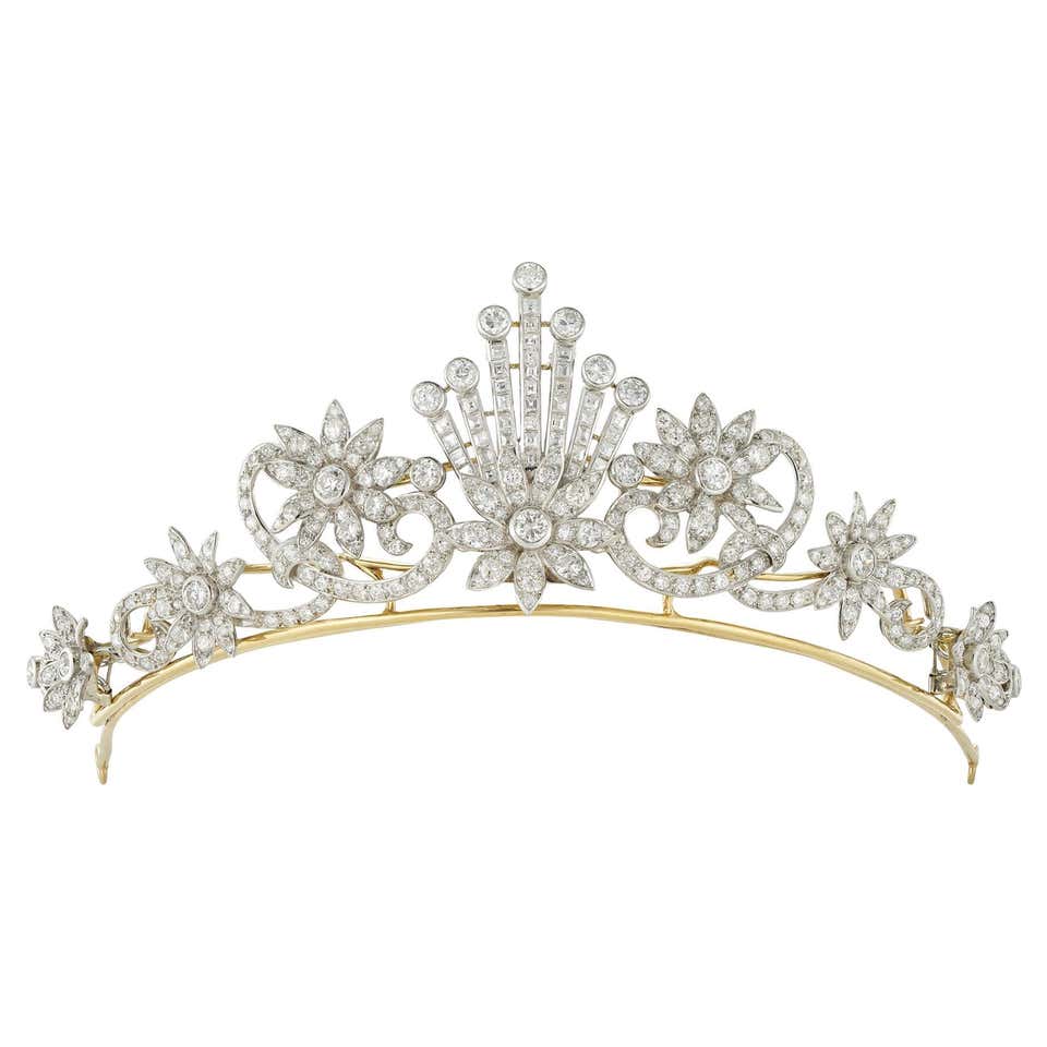 Diamond Tiara Rabbitears A turn of the 20th century diamond-set fringe tiara For Sale at 1stDibs