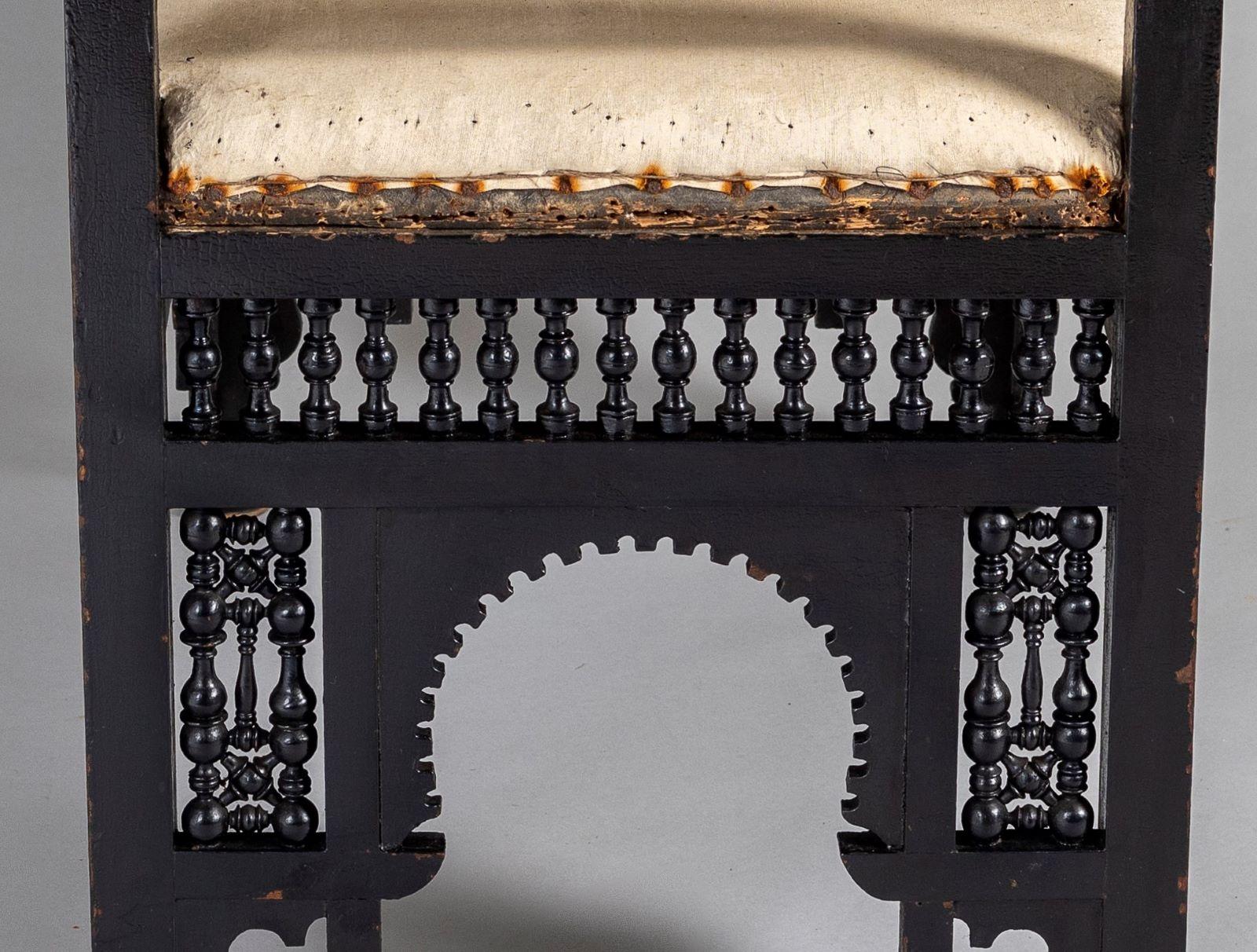 An Early 20th Century Ebonised Moorish Window Bench Seat - Liberty & Co 11