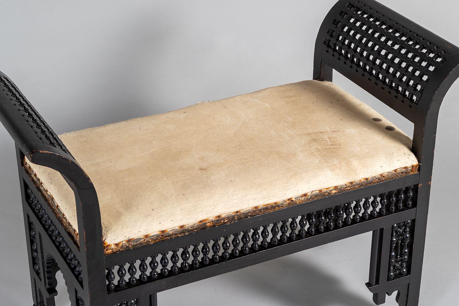 Ebonized An Early 20th Century Ebonised Moorish Window Bench Seat - Liberty & Co
