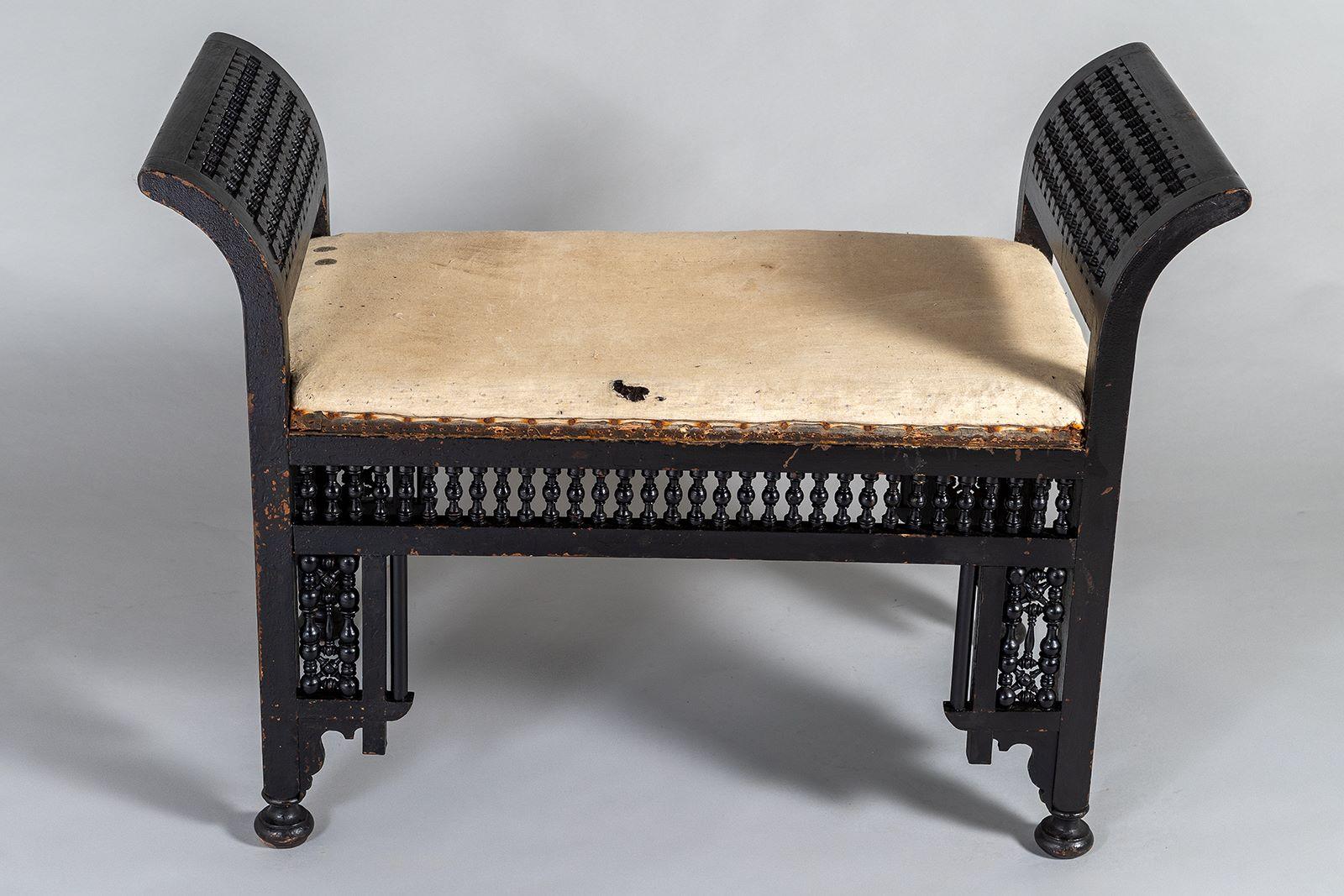Hardwood An Early 20th Century Ebonised Moorish Window Bench Seat - Liberty & Co