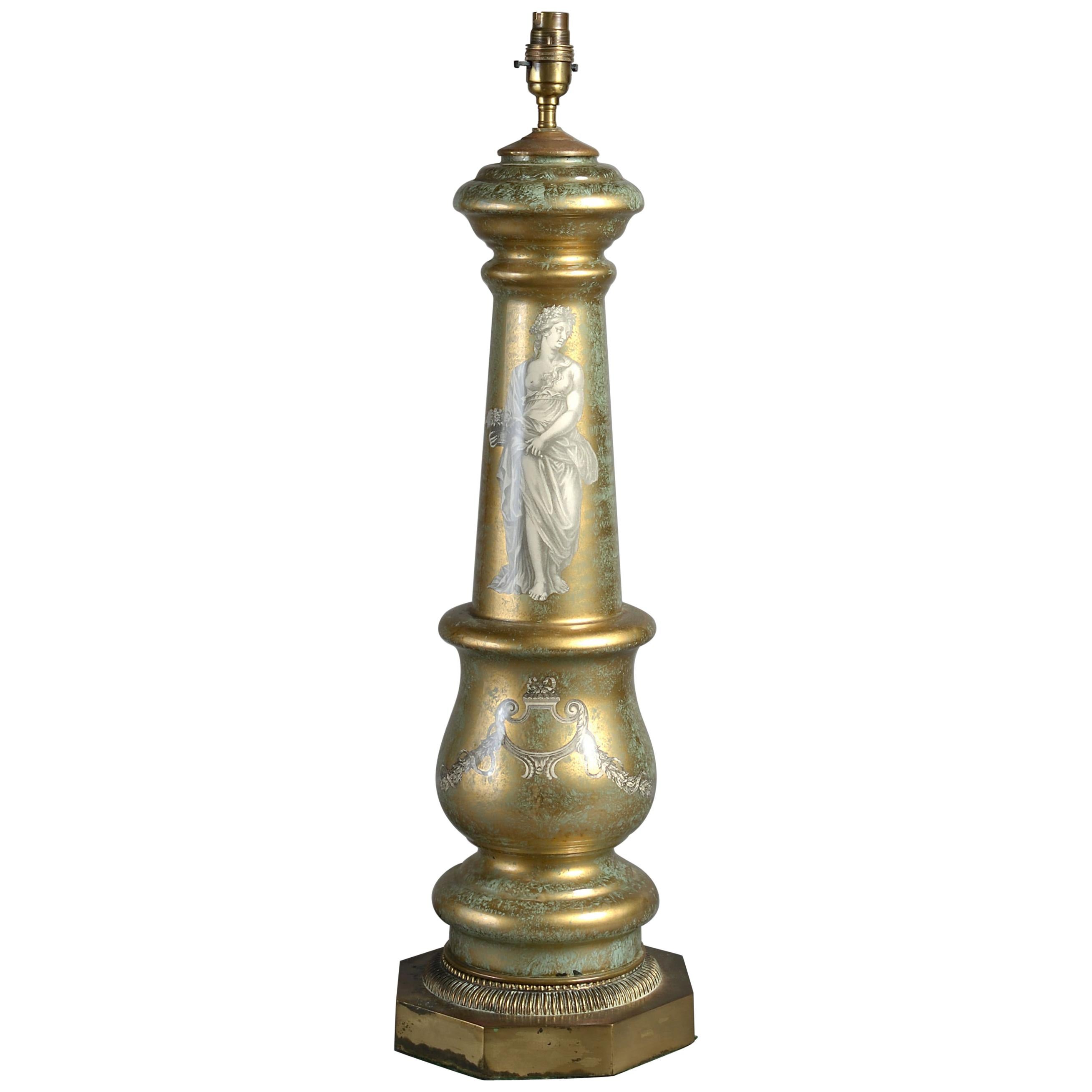 Early 20th Century Eglomisé Glass Table Lamp