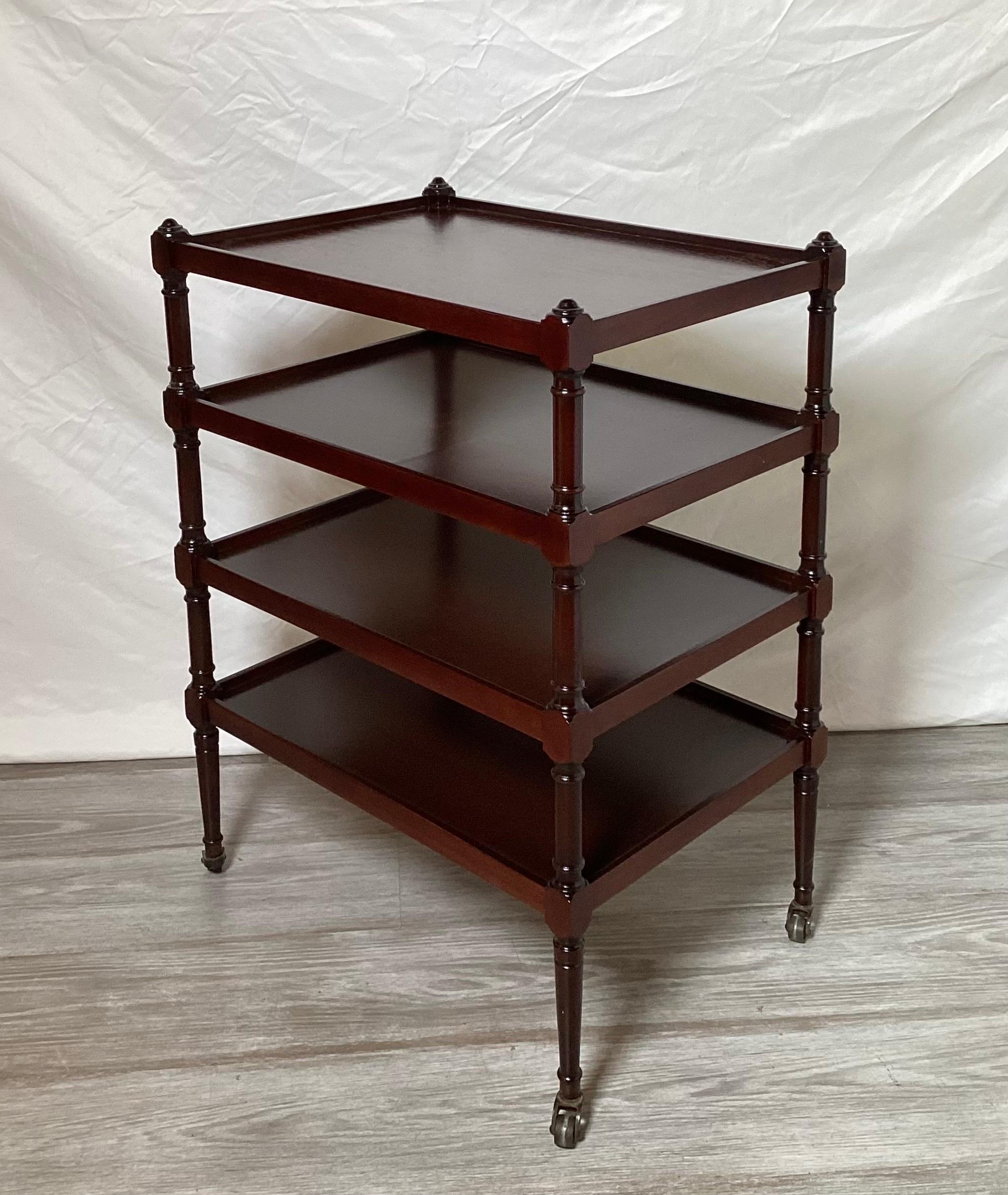 Early 20th Century Four Tiered Mahogany Occasional Side Table In Excellent Condition In Lambertville, NJ