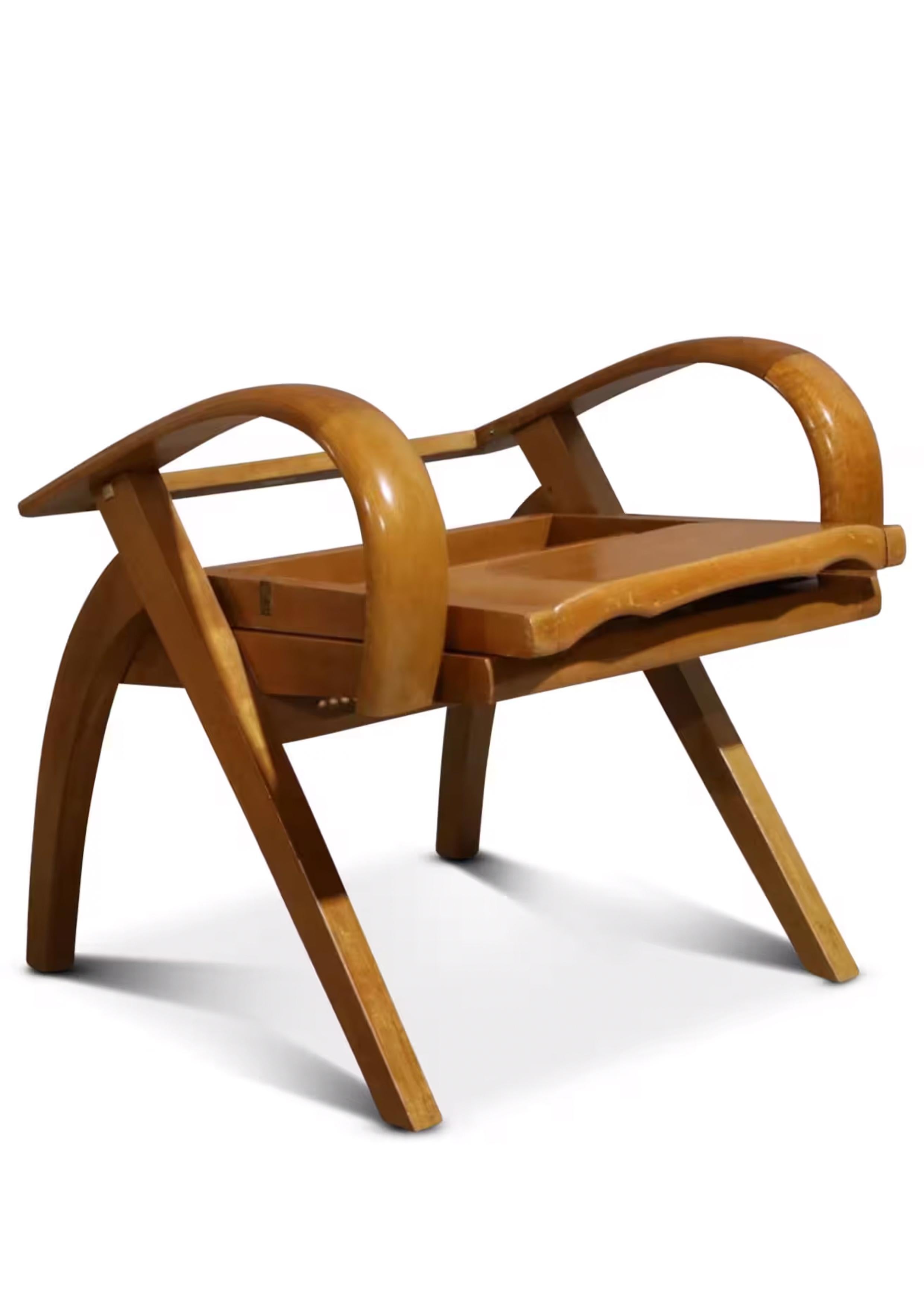 Französischer klappbarer Art-déco-Sessel aus Seidenholz und Schilfrohr aus dem frühen 20. Jahrhundert 1920er Jahre (Art déco) im Angebot
