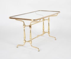 Early 20th Century French Glass Top Brass Coffee Table