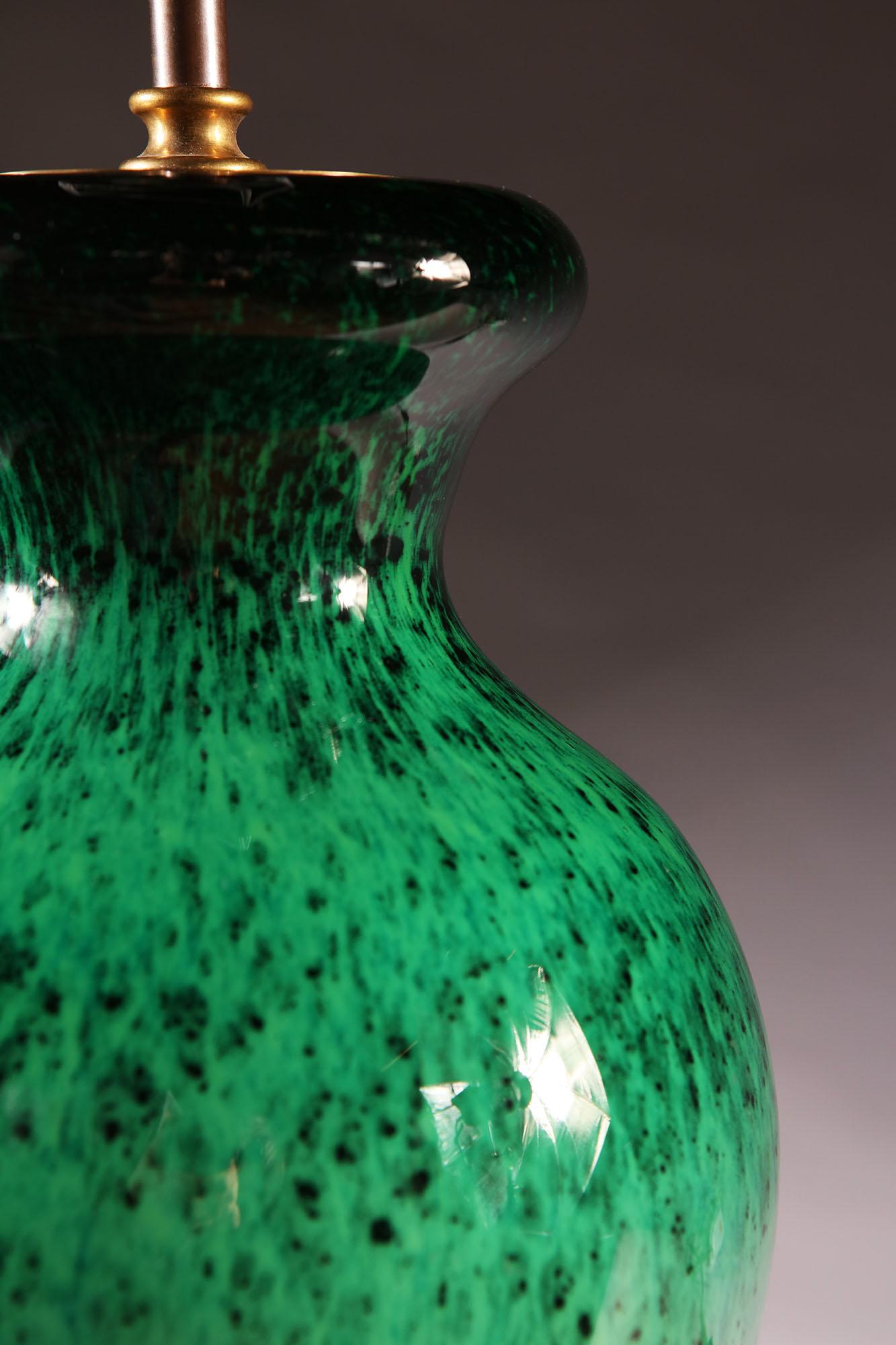 An Early 20th Century French Green Art Glass Vase Signed A Masson In Good Condition In London, GB