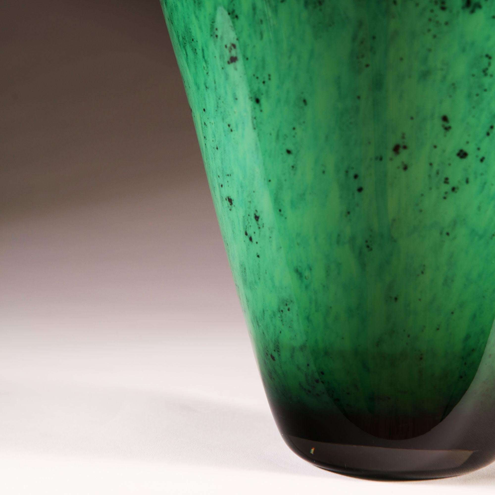 An Early 20th Century French Green Art Glass Vase Signed A Masson 1