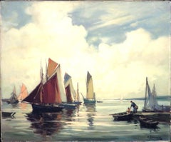 A Fine Early 20th Century French Harbour Scene by Henri Alphonse Barnoin