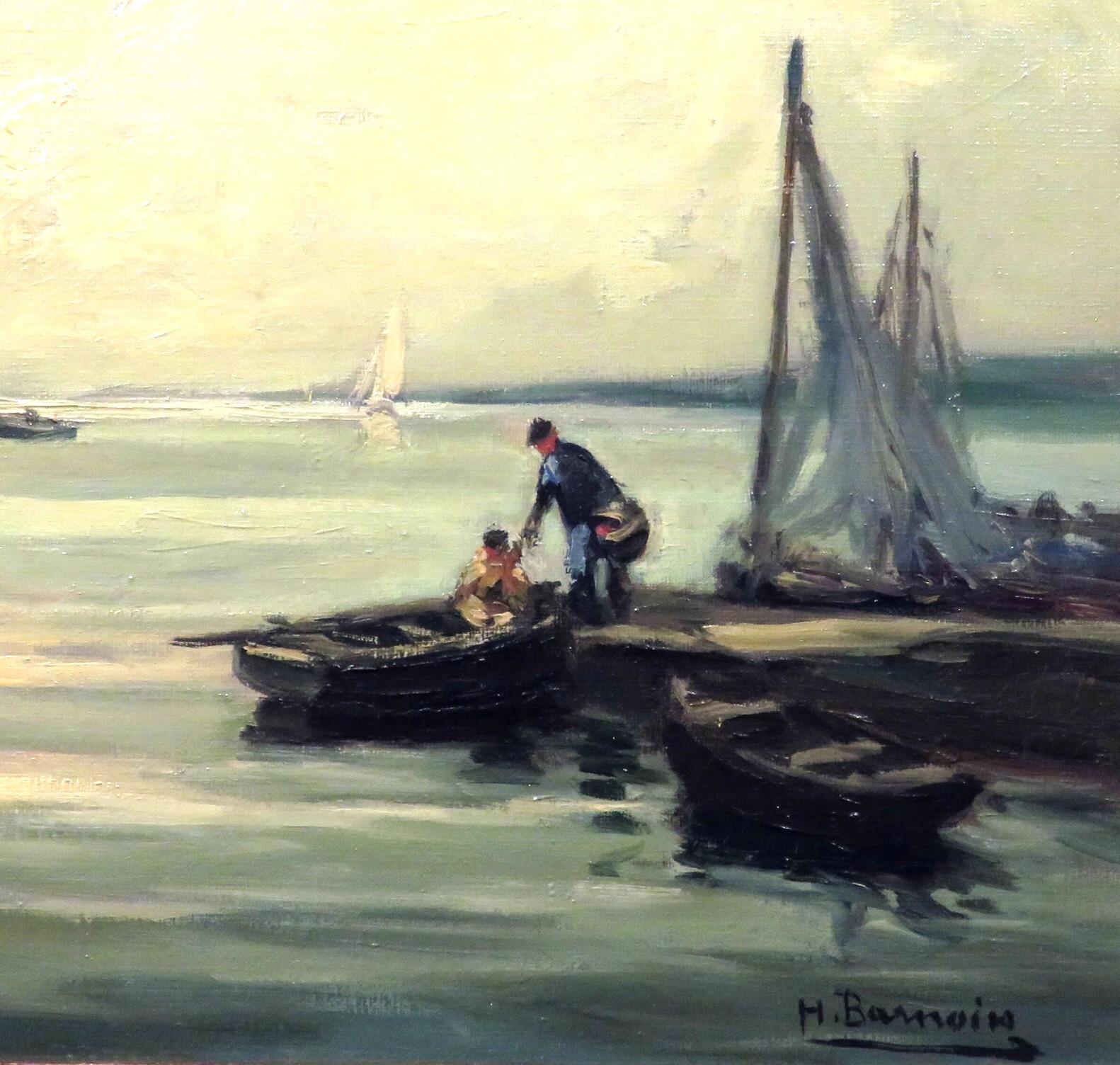 Beaux Arts A Fine Early 20th Century French Harbour Scene by Henri Alphonse Barnoin For Sale