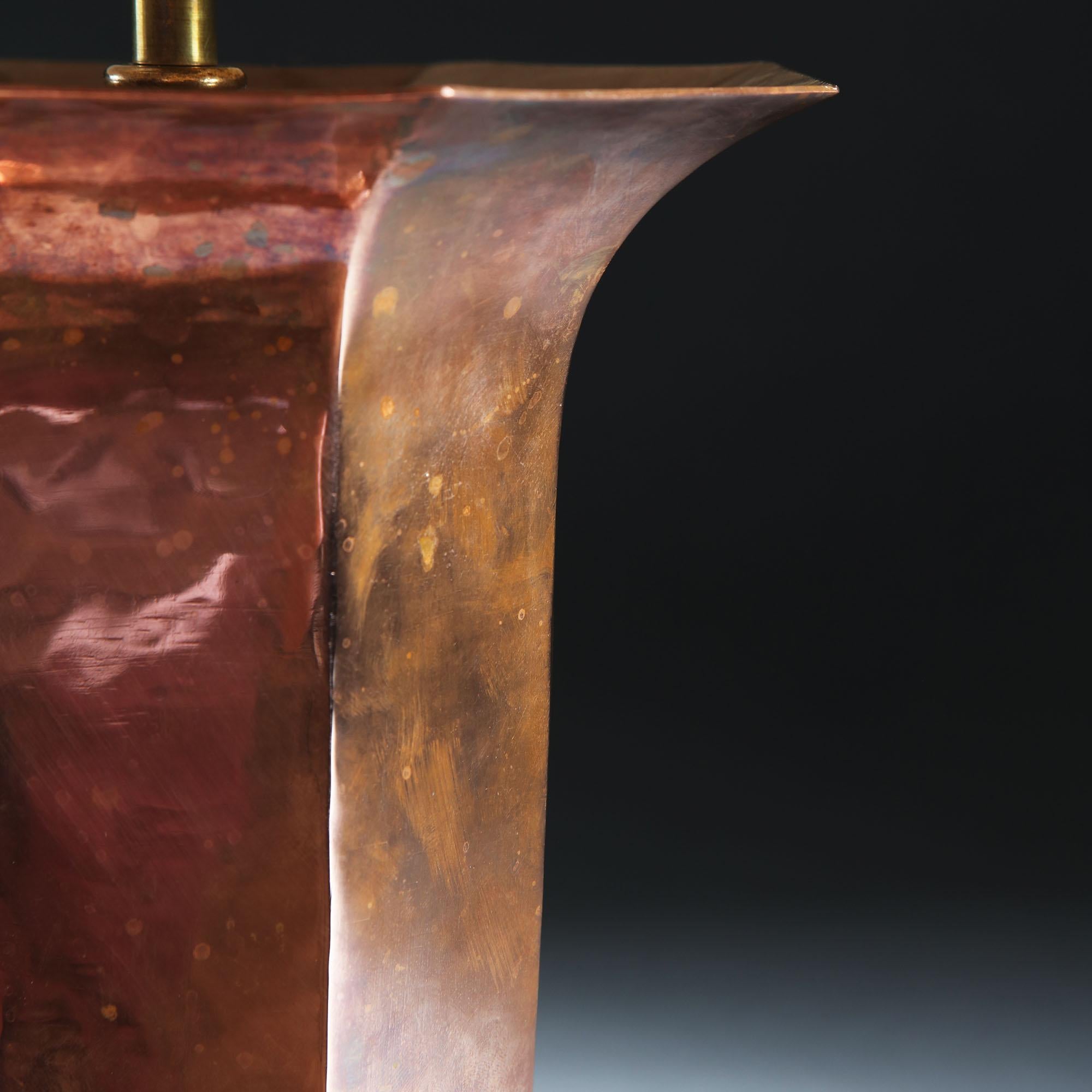 Early 20th Century French Octagonal Copper Vase as a Table Lamp In Good Condition In London, GB