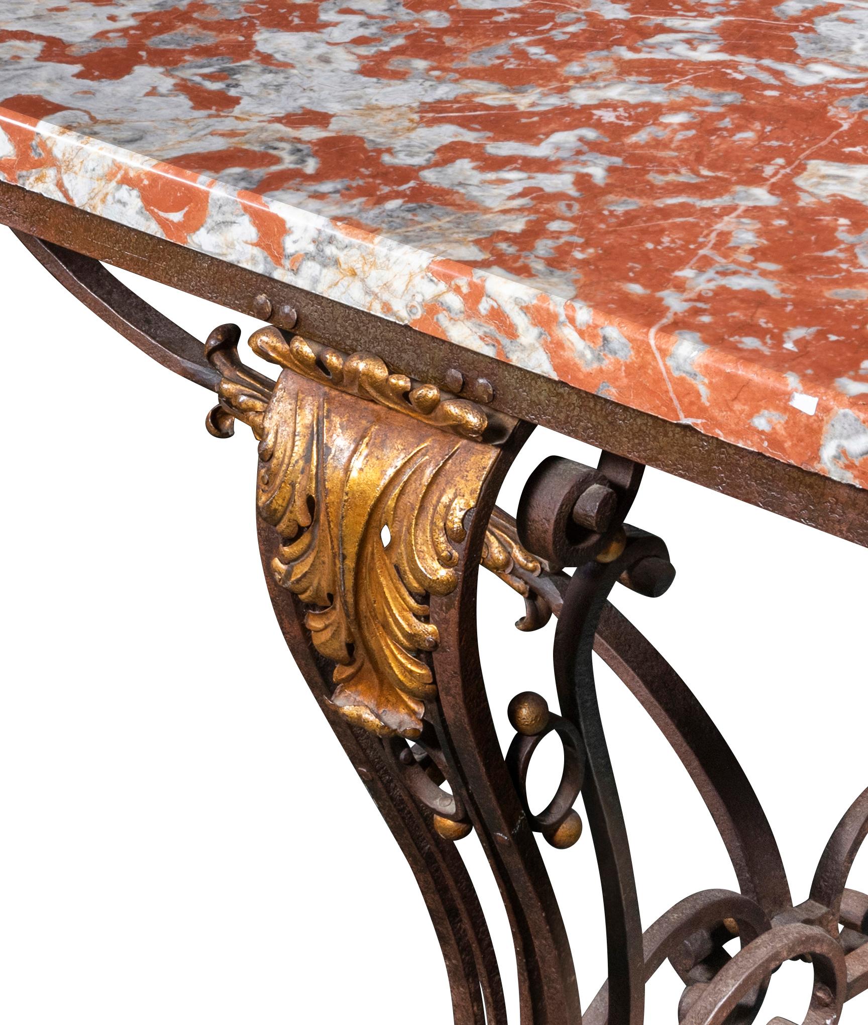 wrought iron marble top table