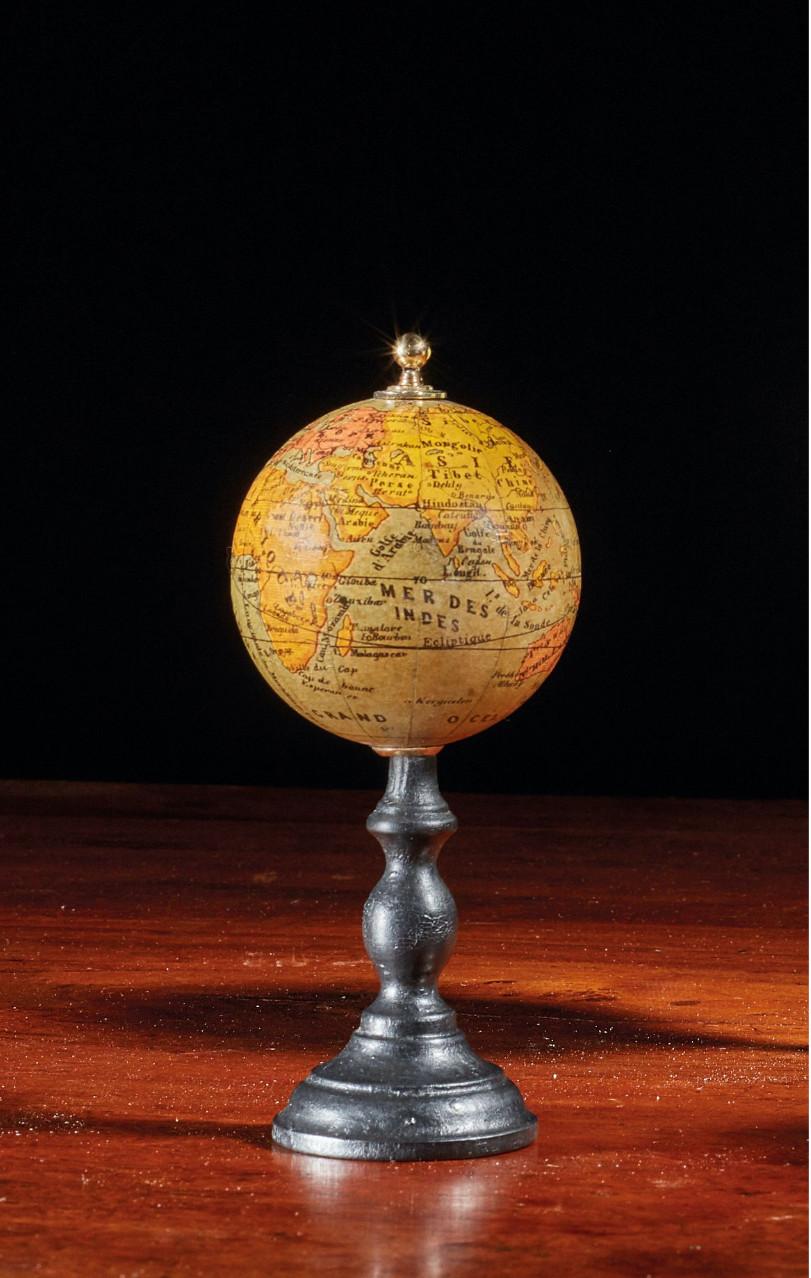 Painted Late 19th Century French Terrestrial Desk Small Globe For Sale