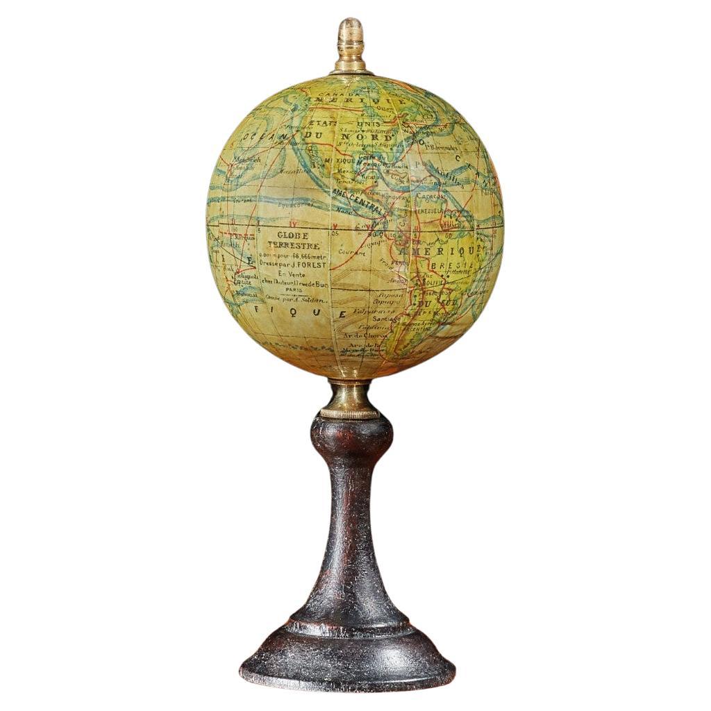 Late 19th Century French Terrestrial Desk Small J. FOREST Globe For Sale