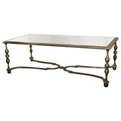Early 20th Century French Wrought Iron and Antiqued Mirror Coffee Table