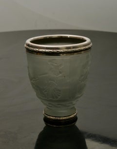Early 20th Century Georges De Feure Small Art Nouveau Glass and Silver Vase