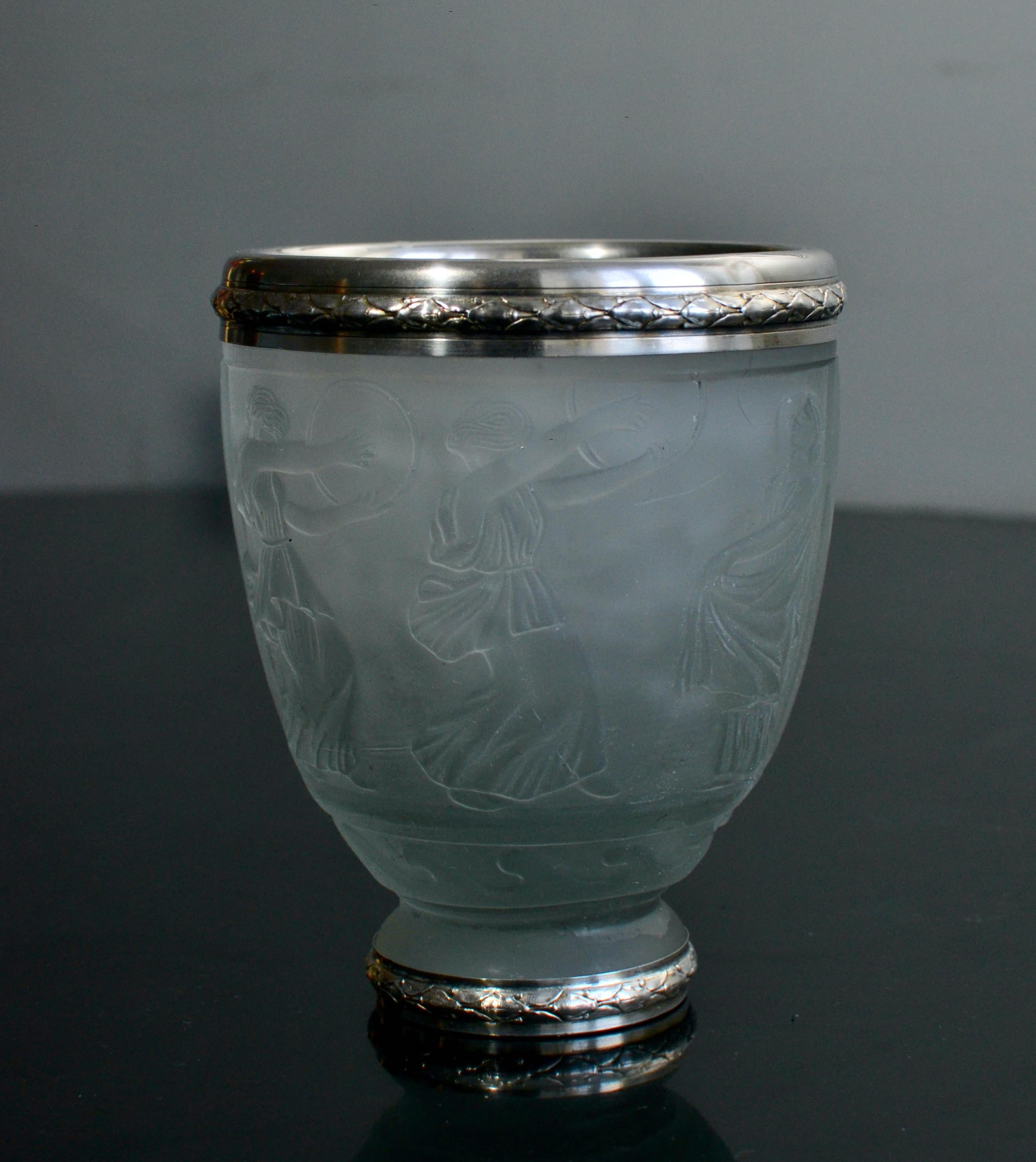 Early 20th Century Georges De Feure Small Art Nouveau Glass and Silver Vase 2