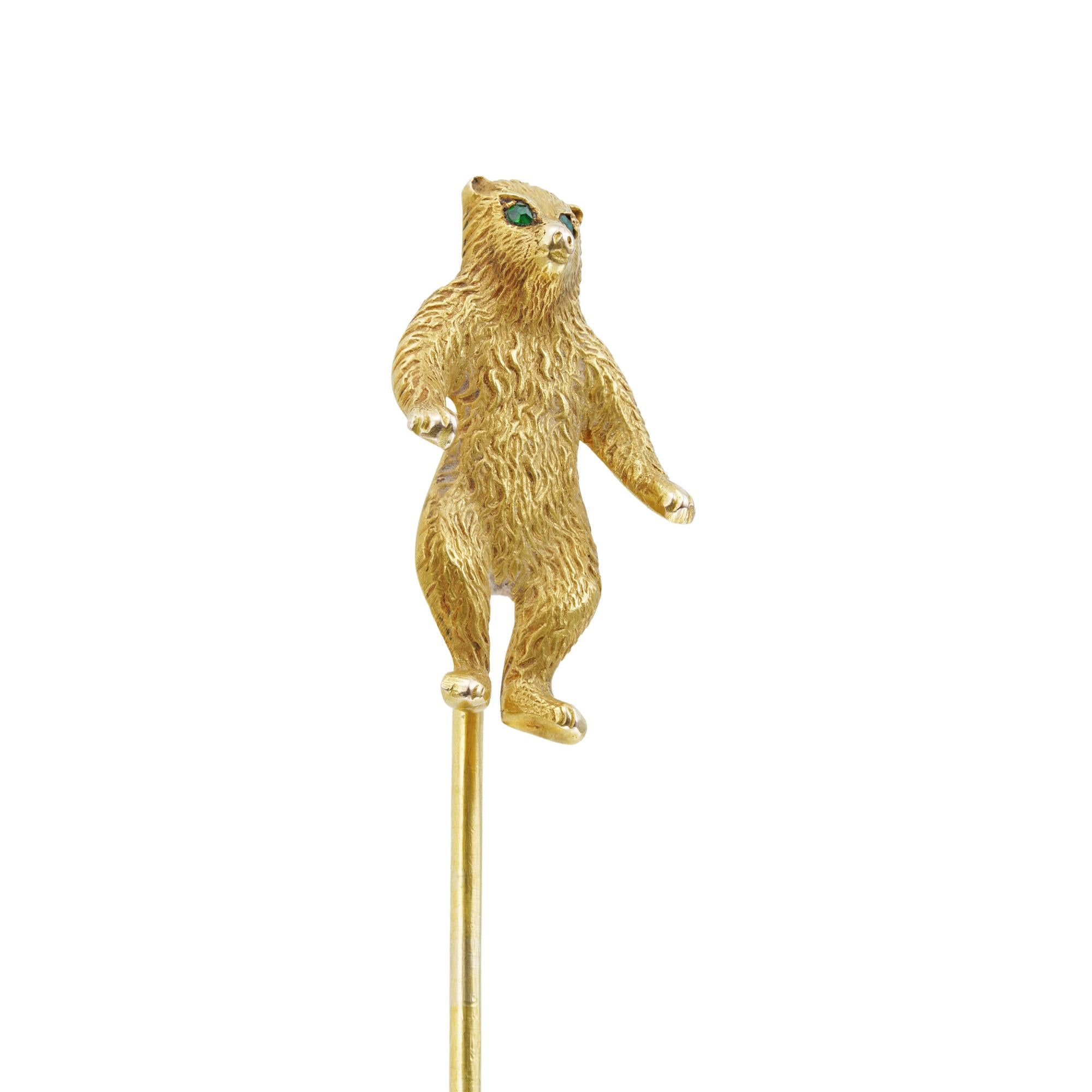 Modern An Early 20th Century Gold Bear Stickpin