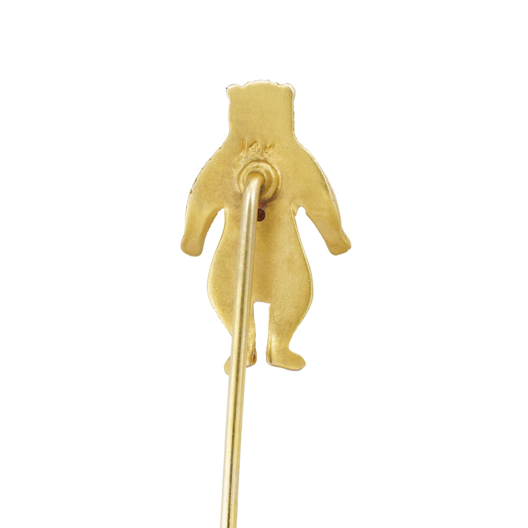 An Early 20th Century Gold Bear Stickpin In Good Condition In London, GB