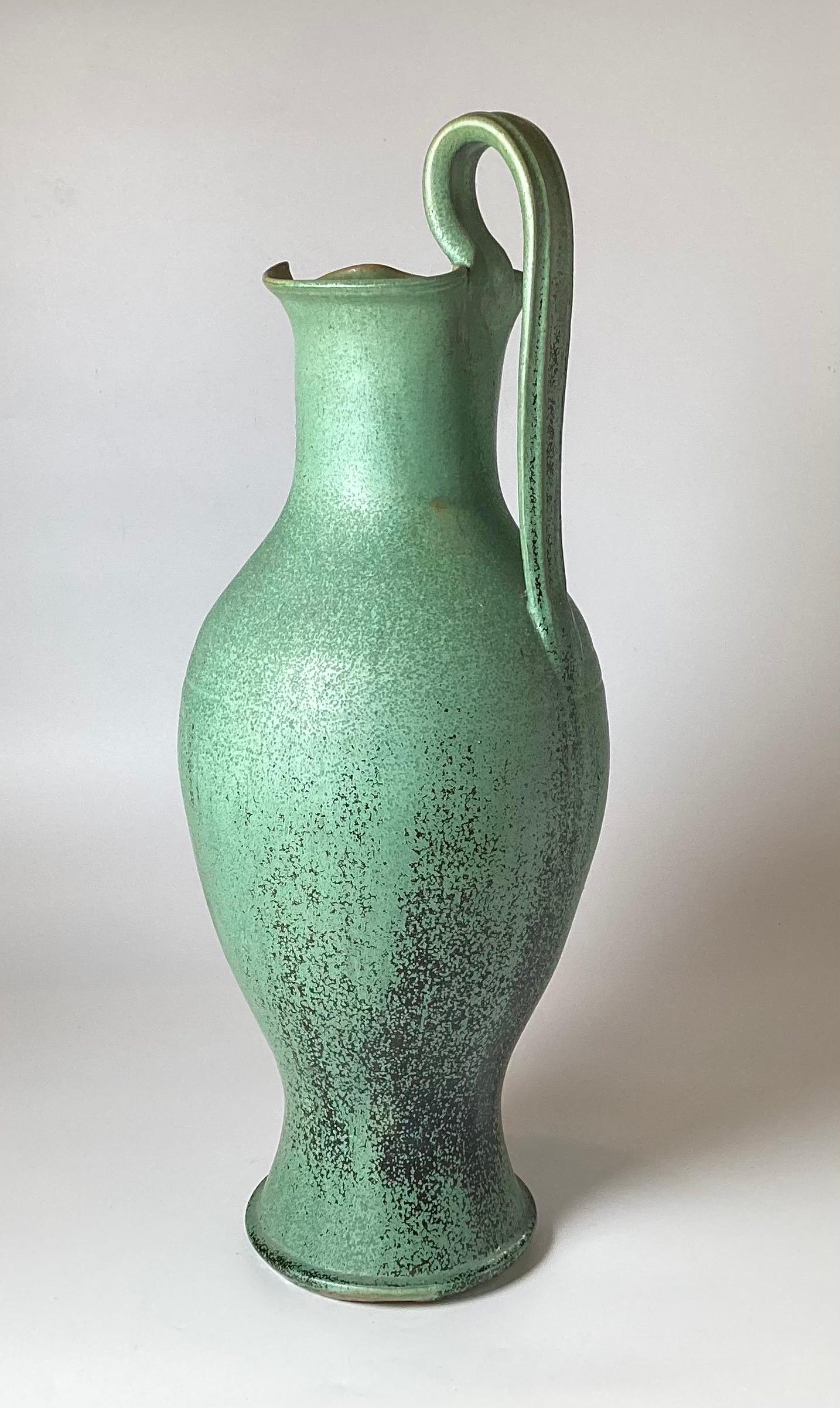 Classical Greek Early 20th Century Greek Style Green Ewer Pitcher For Sale