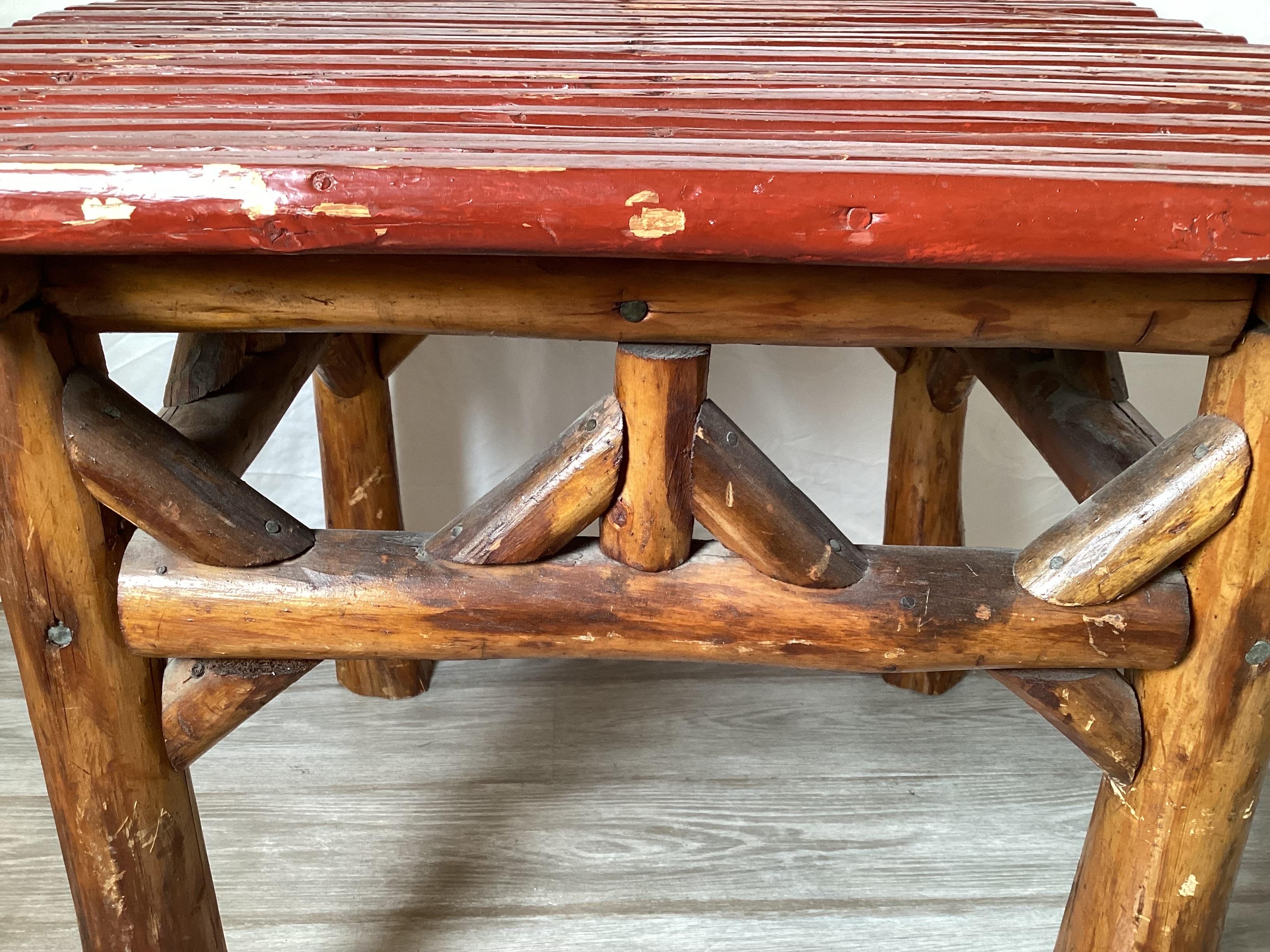 Early 20th Century Hickory Wood Adirondack Square Table 1