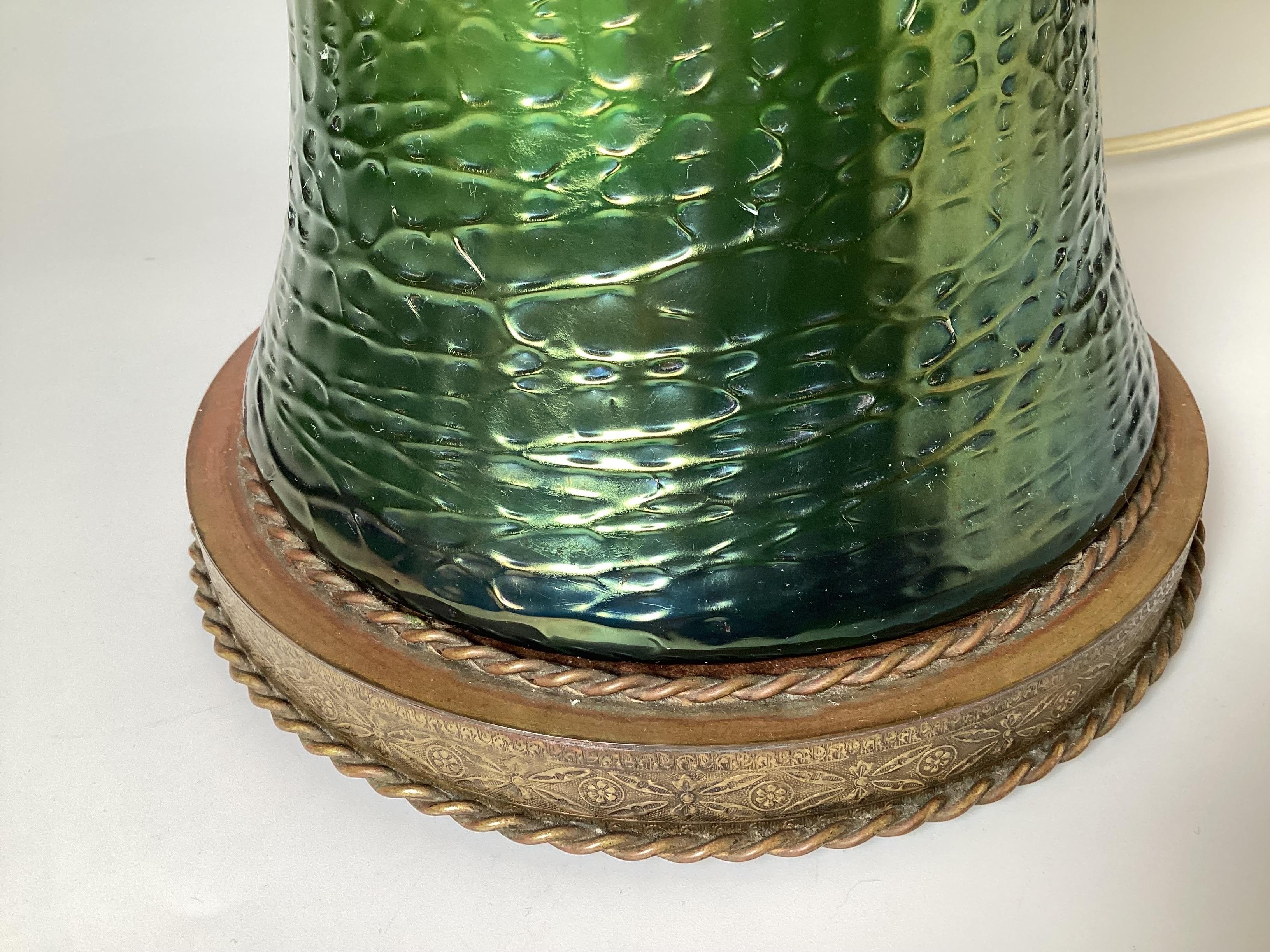 Early 20th Century Iridescent Glass Lamp Attributed to Loetz In Good Condition In Lambertville, NJ