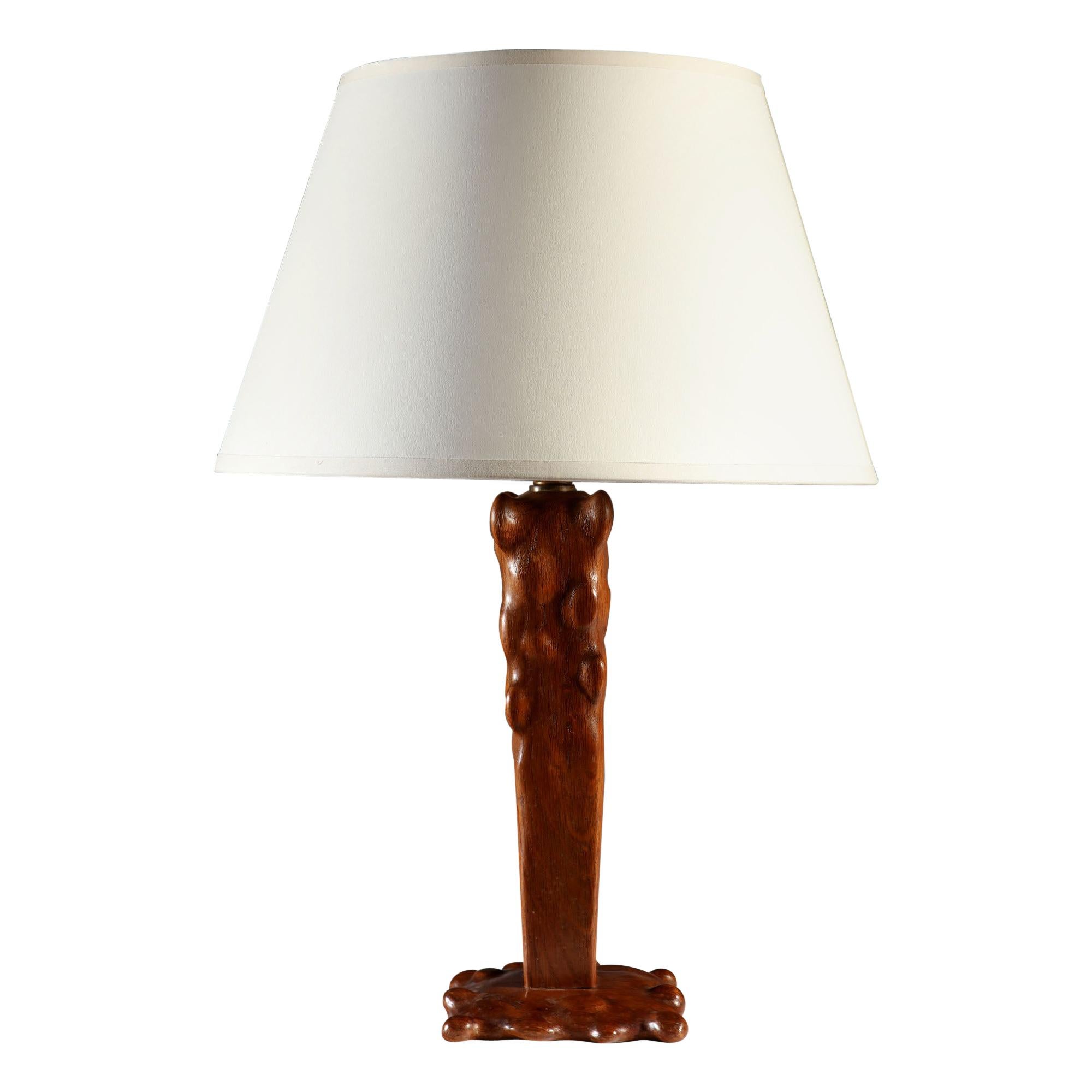 Early 20th Century Italian Signed Root Wood Table Lamp