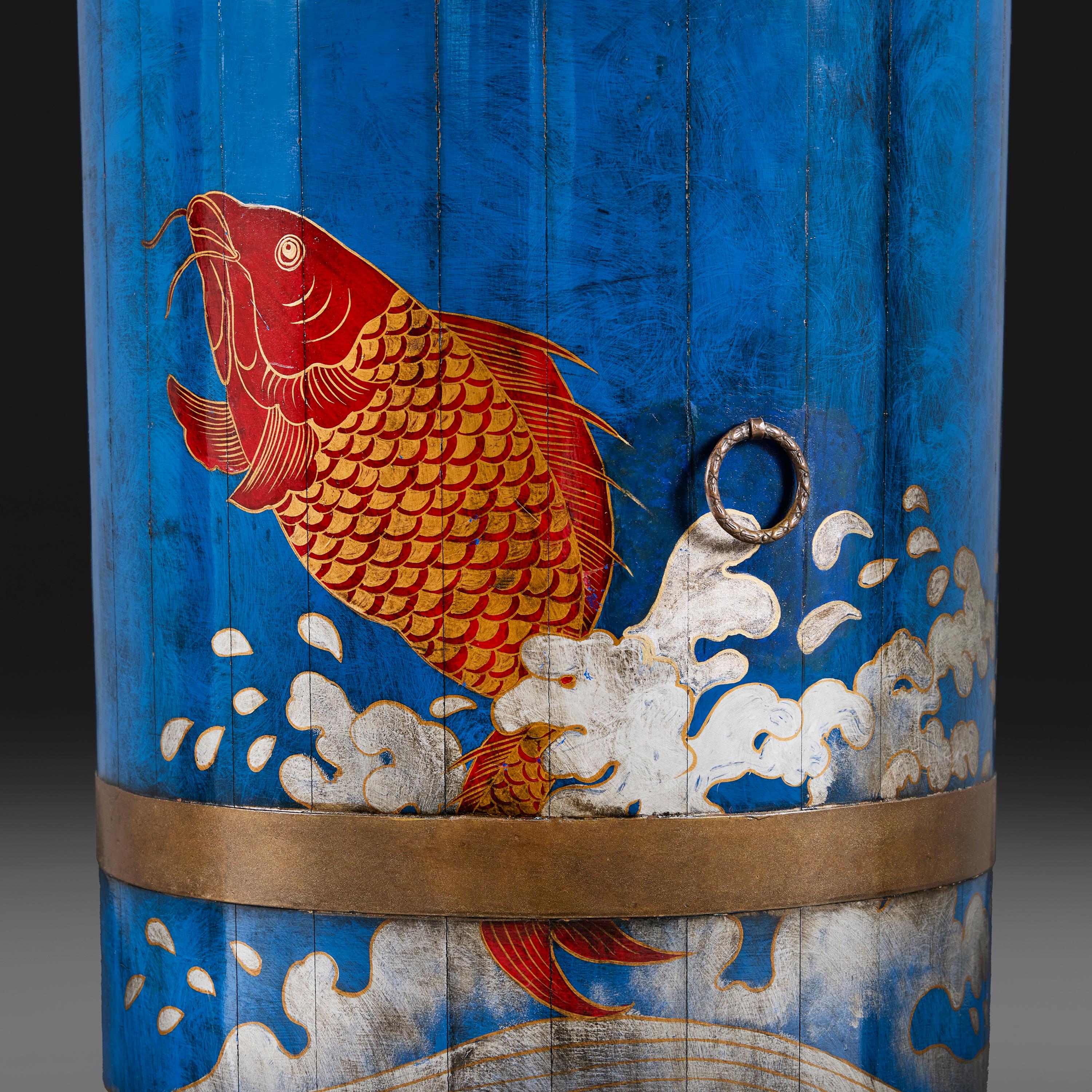 Wood An Early 20th Century Japanese Blue Lacquer Jardinière Table For Sale