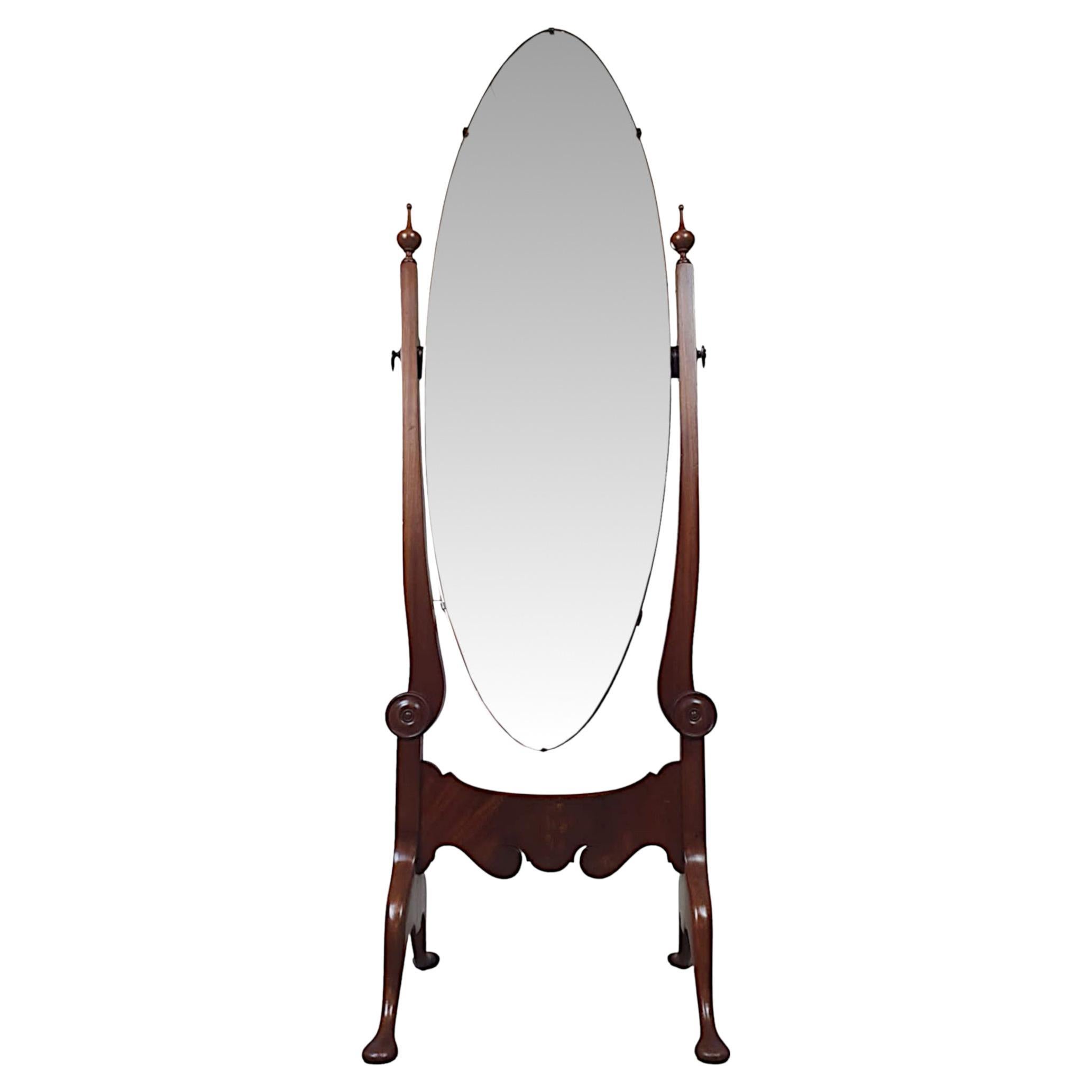 Regency Mahogany Cheval Mirror For Sale at 1stDibs