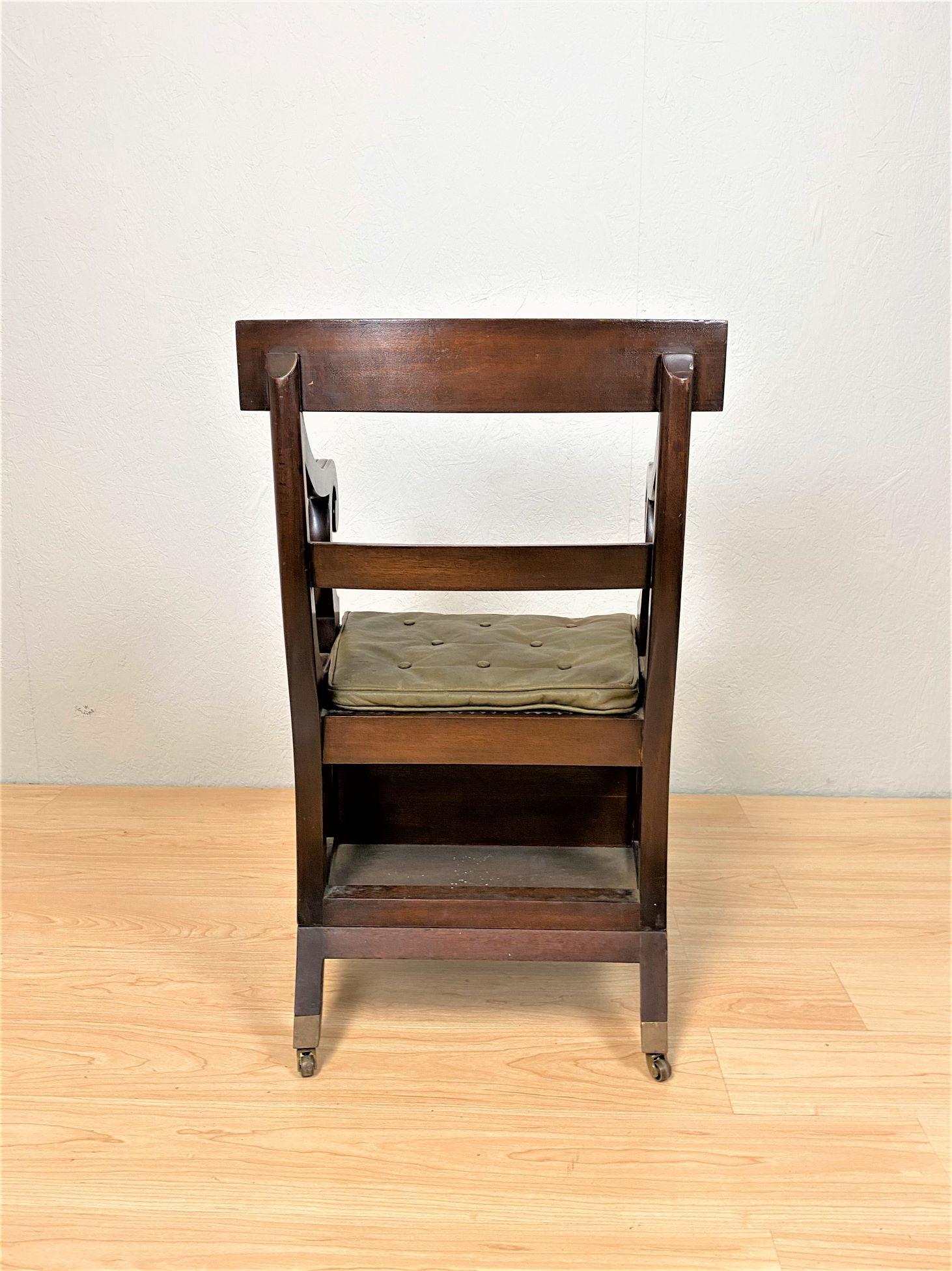 Early 20th Century Mahogany Metamorphic Library Steps or Chair For Sale 2