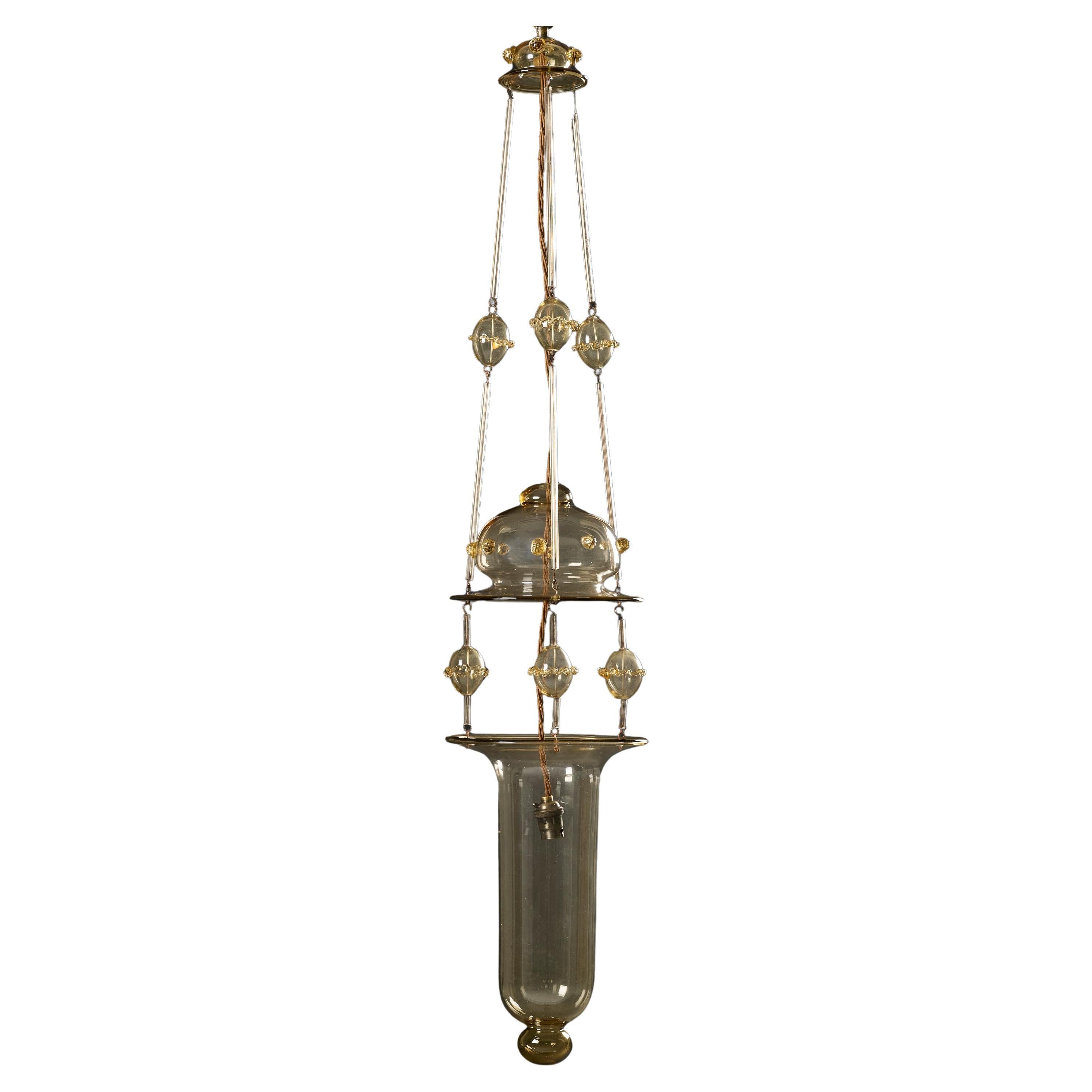 An Early 20th Century Murano Glass Hanging Lantern by Martinuzzi for Venini