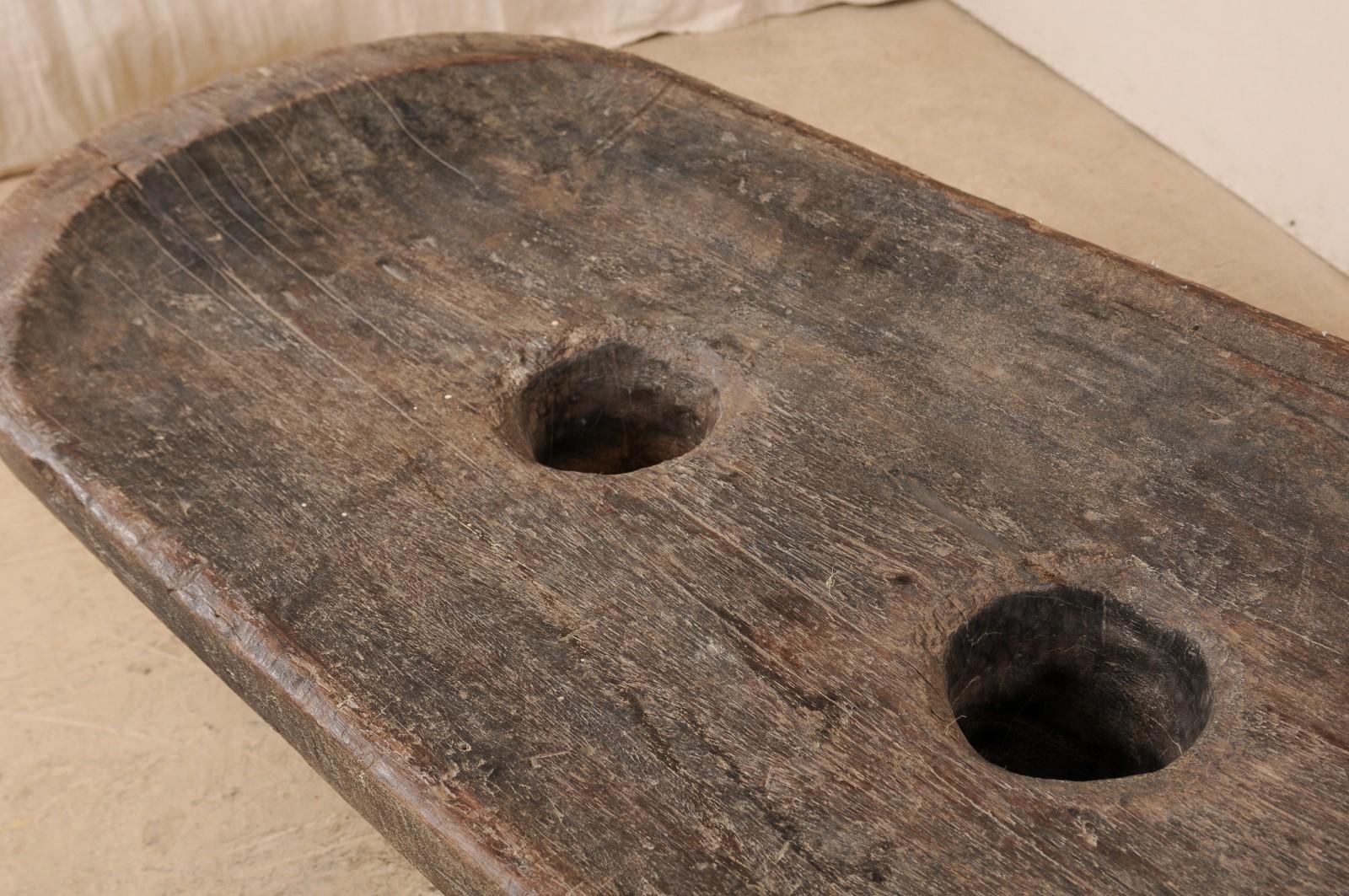 Early 20th Century Naga Grain Grinding Table, Carved from a Single Log 1