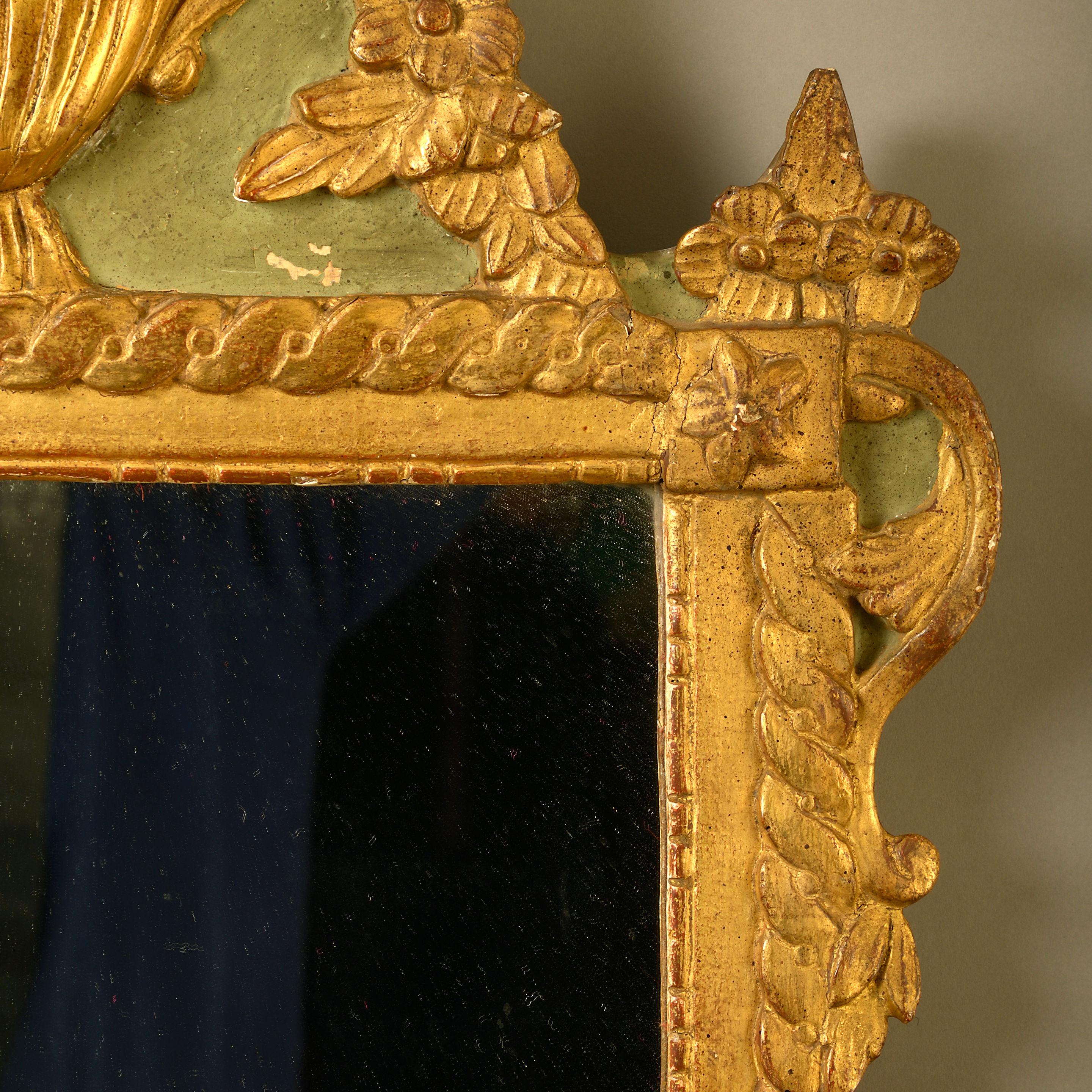 French Early 20th Century Painted Parcel Gilded Mirror in Louis XVI Manner