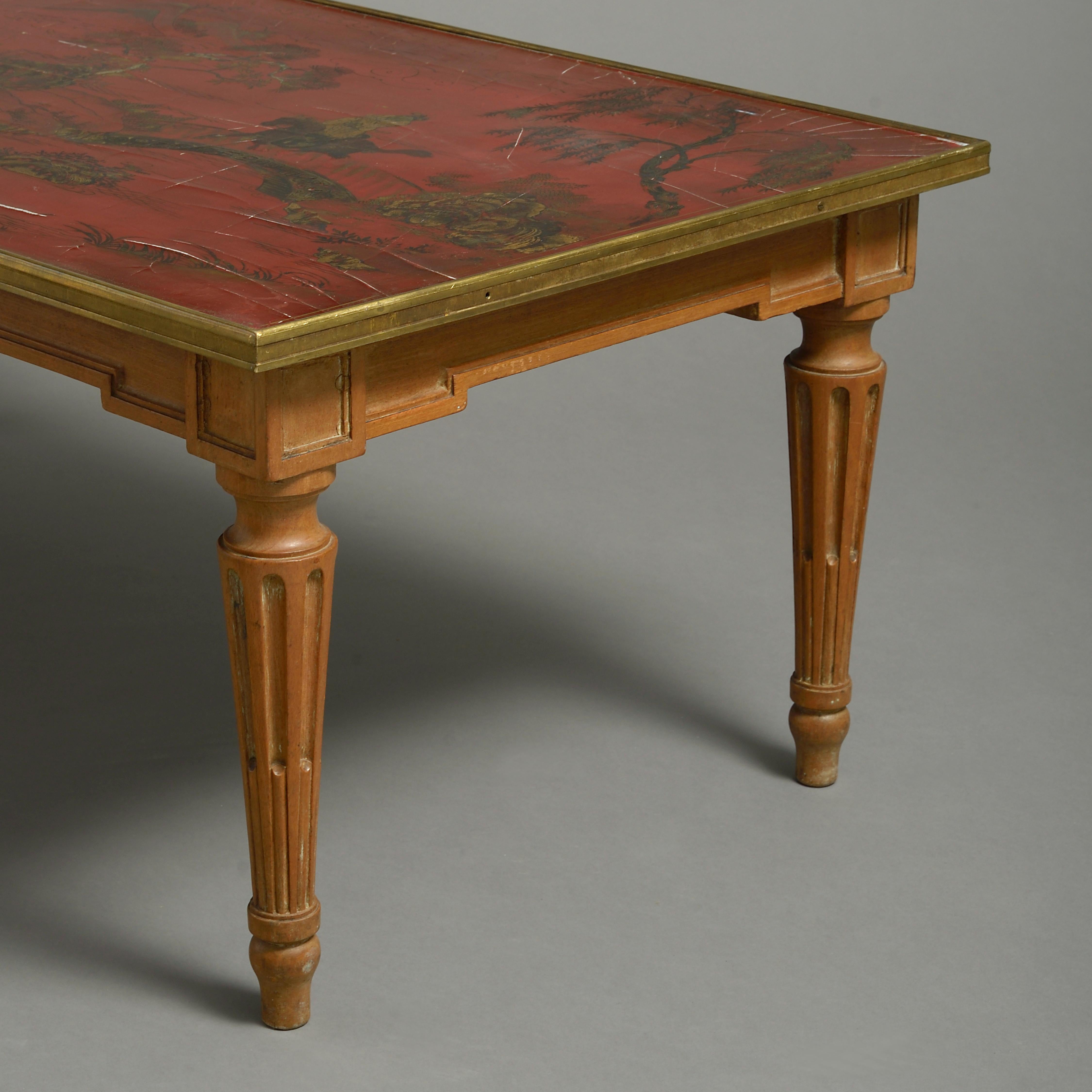 Chinoiserie Early 20th Century Red Lacquer Low Table or Coffee Table