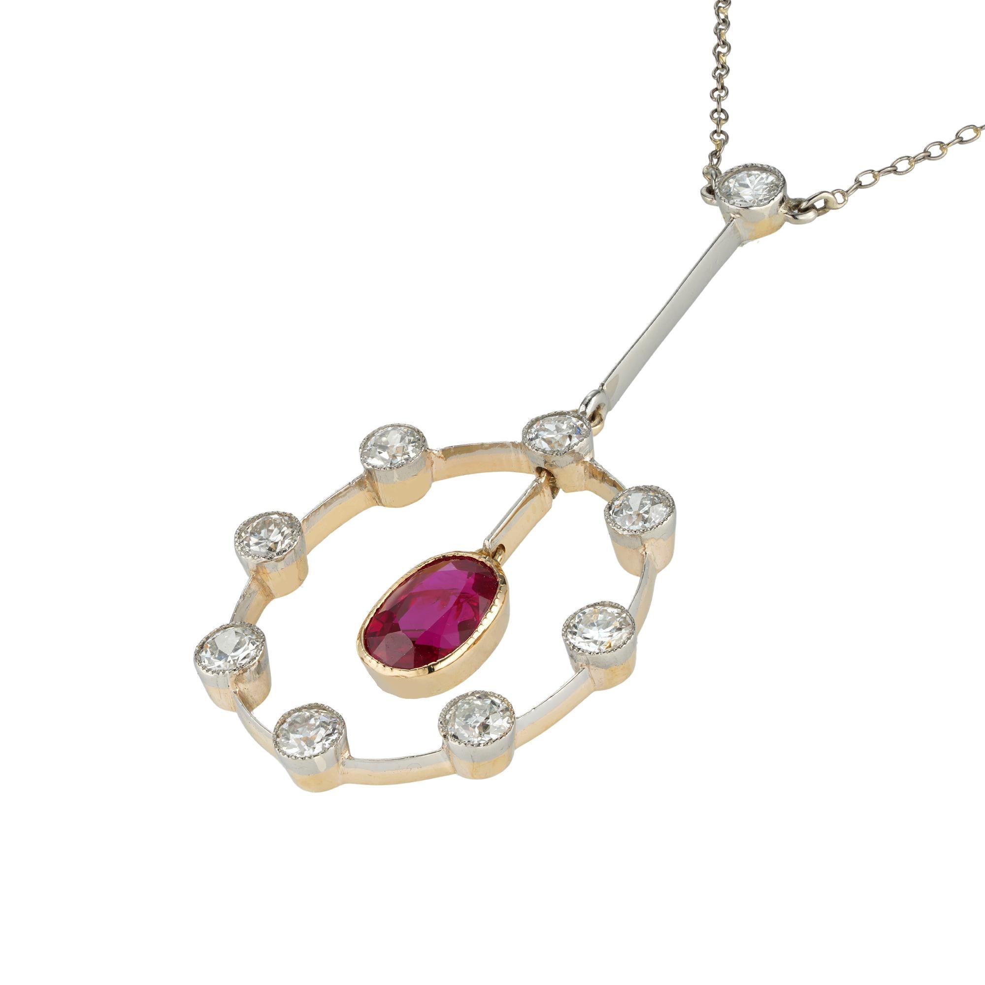 Edwardian An early 20th century ruby and diamond pendant For Sale