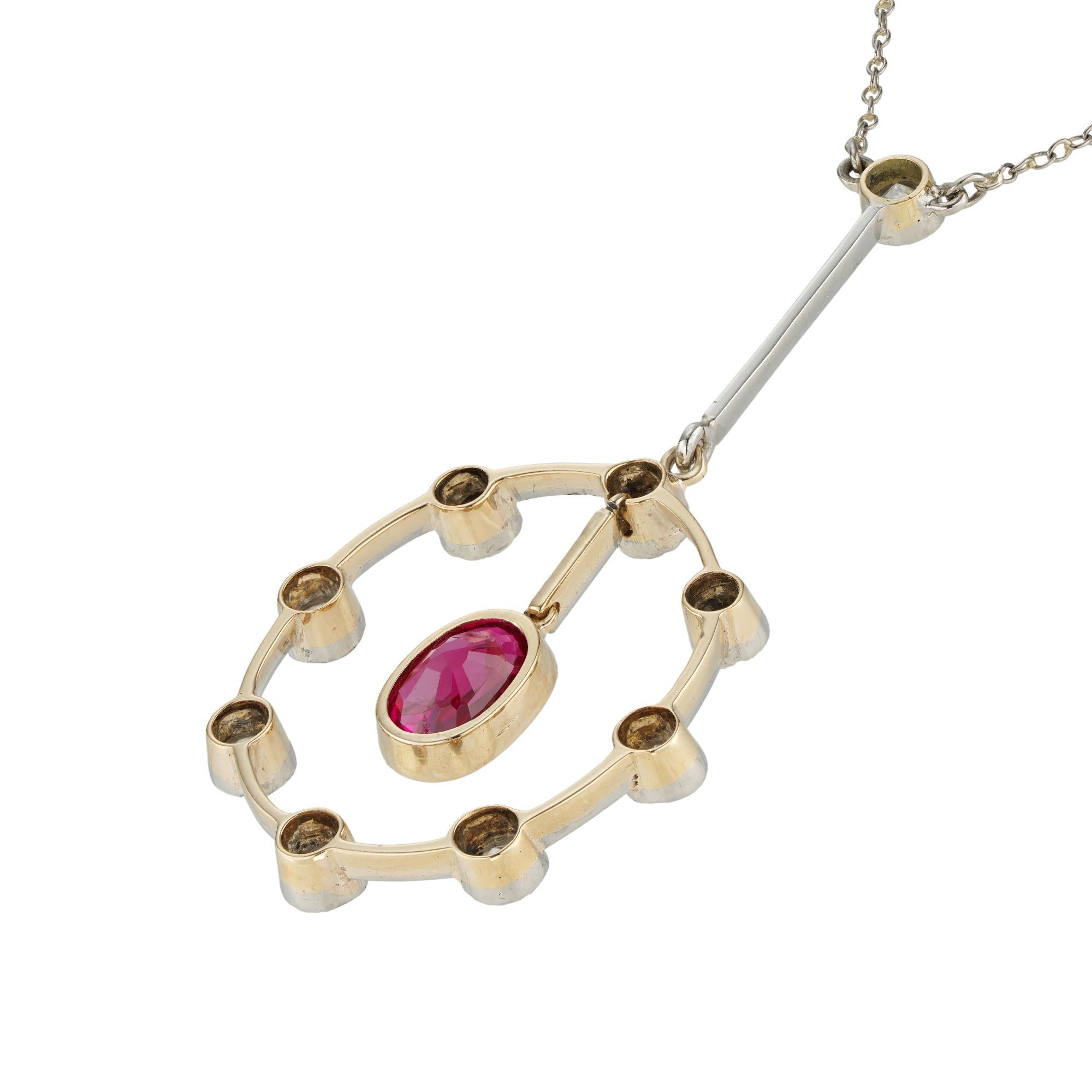 An early 20th century ruby and diamond pendant In Good Condition For Sale In London, GB