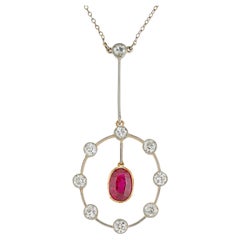 An early 20th century ruby and diamond pendant
