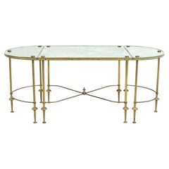 Antique An Early 20th Century Tripartite Verre églomisé Maison Baguès Brass Coffee Table